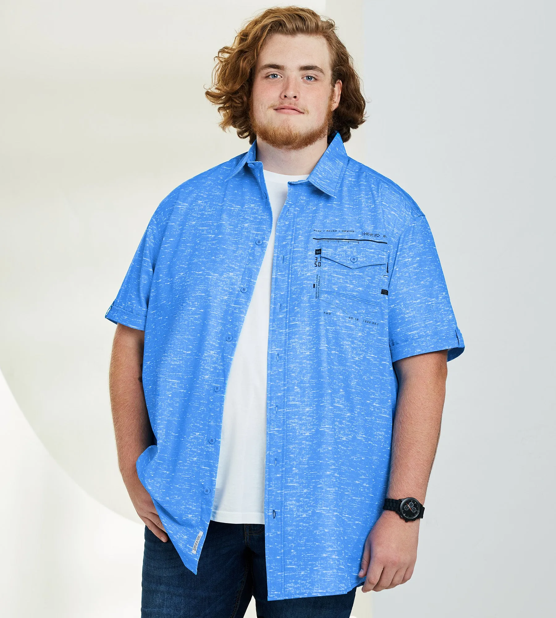 4-Way Stretch Textured Short Sleeve Sport Shirt sold by Mr. Big and Tall product image thumbnail 5