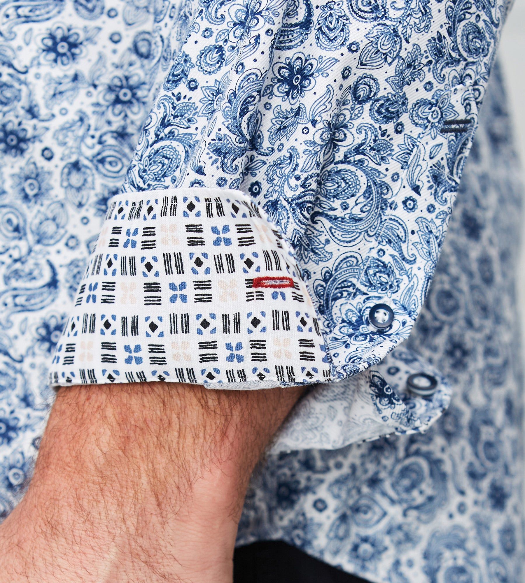 Non-Iron Geo Print Long Sleeve Sport Shirt sold by Mr. Big and Tall product image thumbnail 4