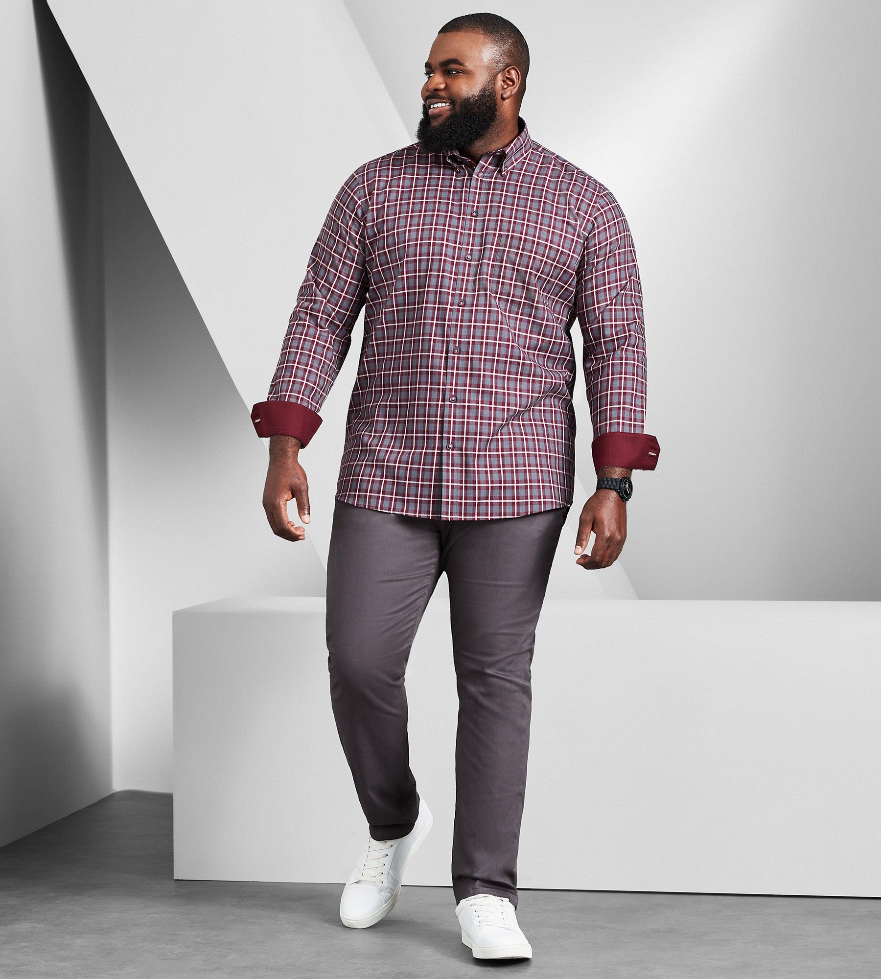 Easy Care Plaid Long Sleeve Sport Shirt sold by Mr. Big and Tall product image thumbnail 3