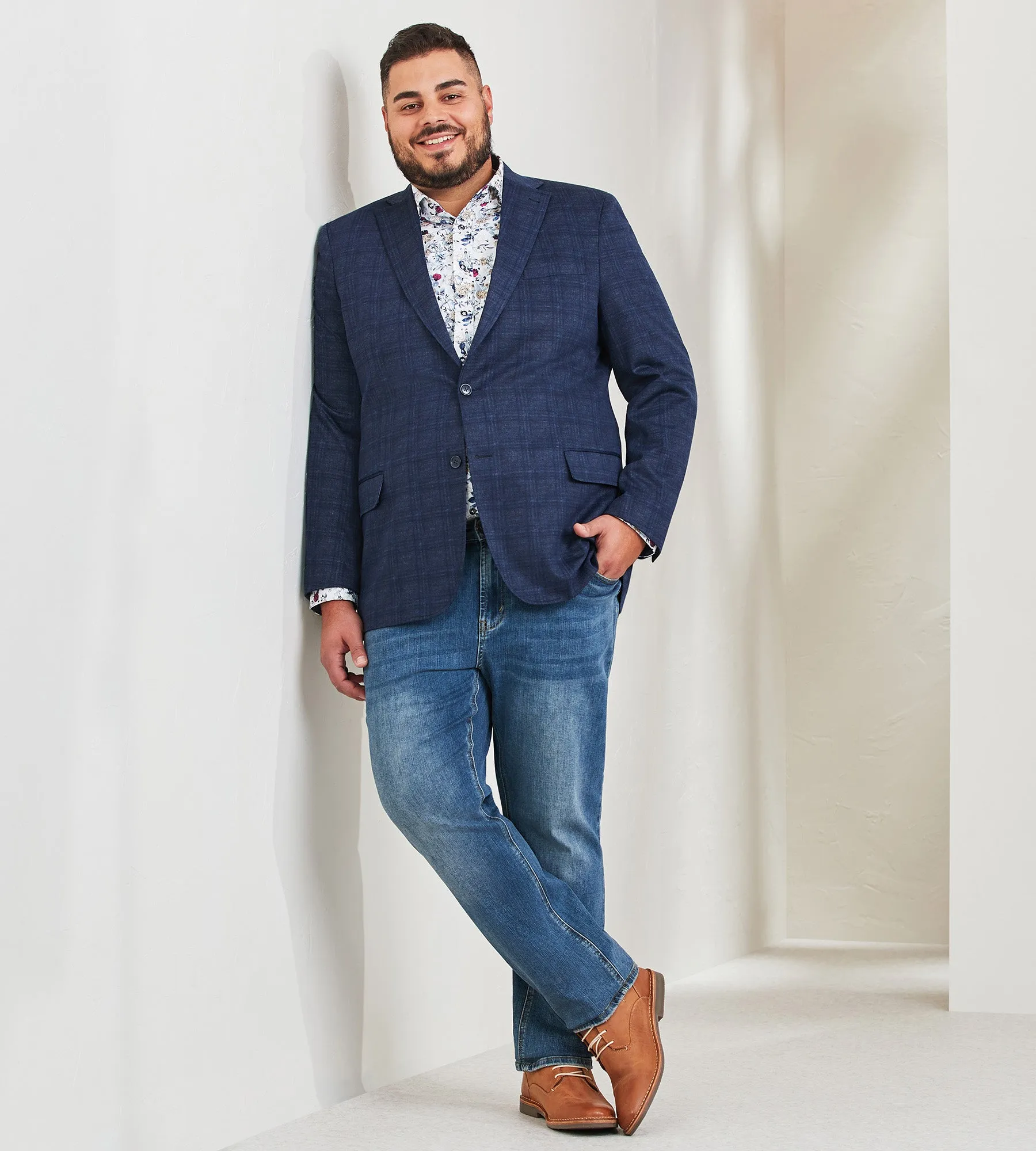 Modern Fit Plaid Knit Sport Jacket sold by Mr. Big and Tall product image thumbnail 3