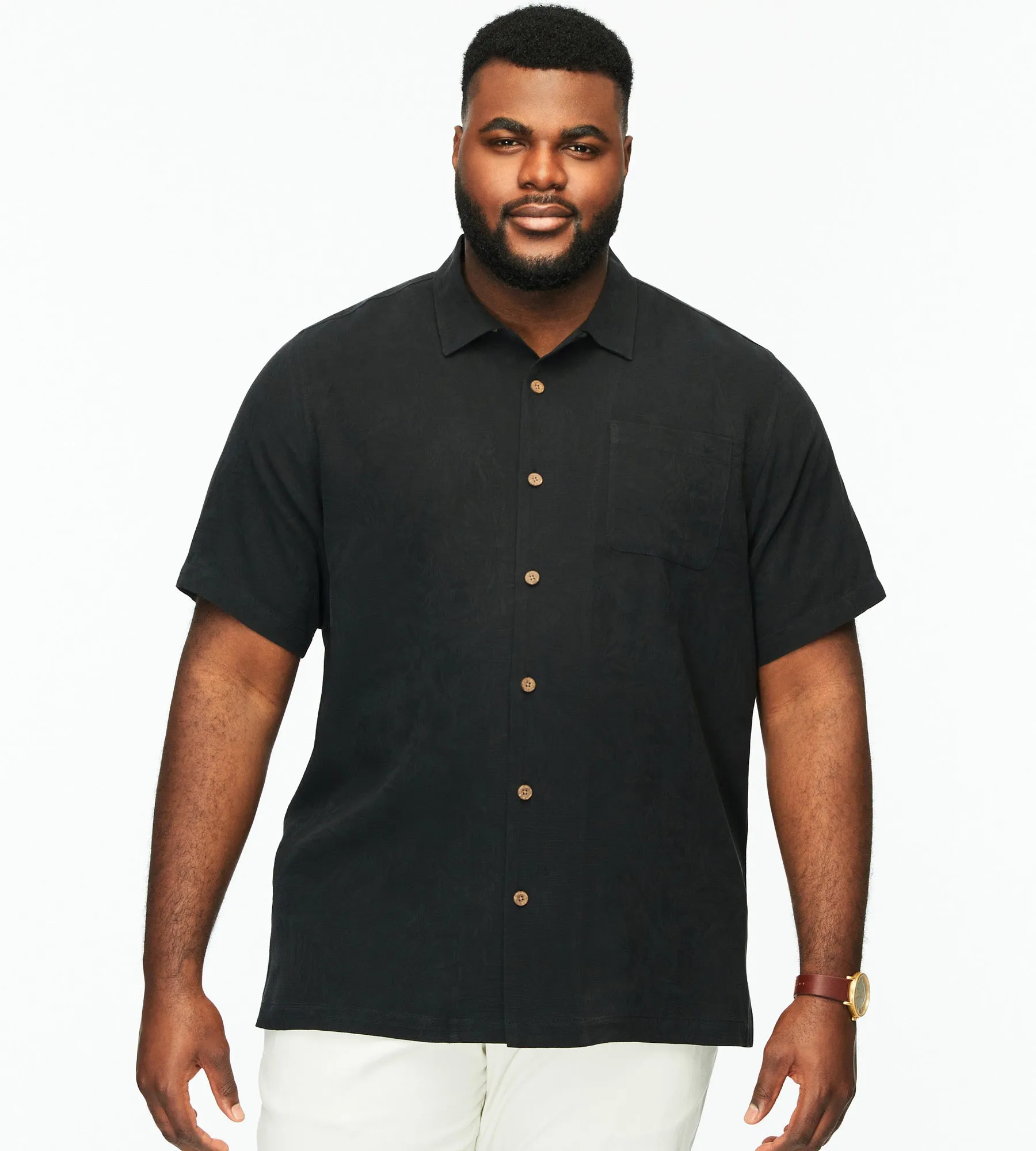 Tropic Isles Tonal Jacquard Short Sleeve Casual Shirt sold by Mr. Big and Tall