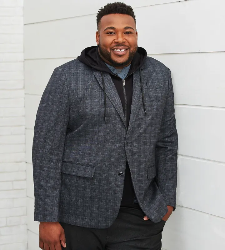 Modern Fit 2-In-1 Knit Hooded Blazer With Detachable Hood sold by Mr. Big and Tall