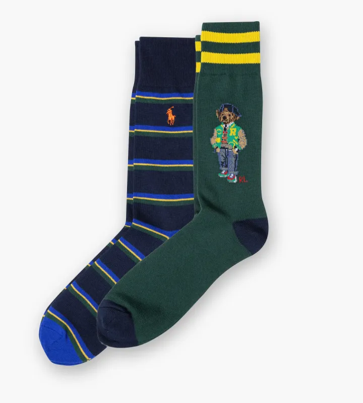 2-Pack Bear & Stripe Dress Socks sold by Mr. Big and Tall