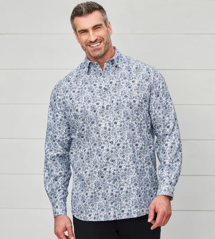 Non-Iron Geo Print Long Sleeve Sport Shirt sold by Mr. Big and Tall