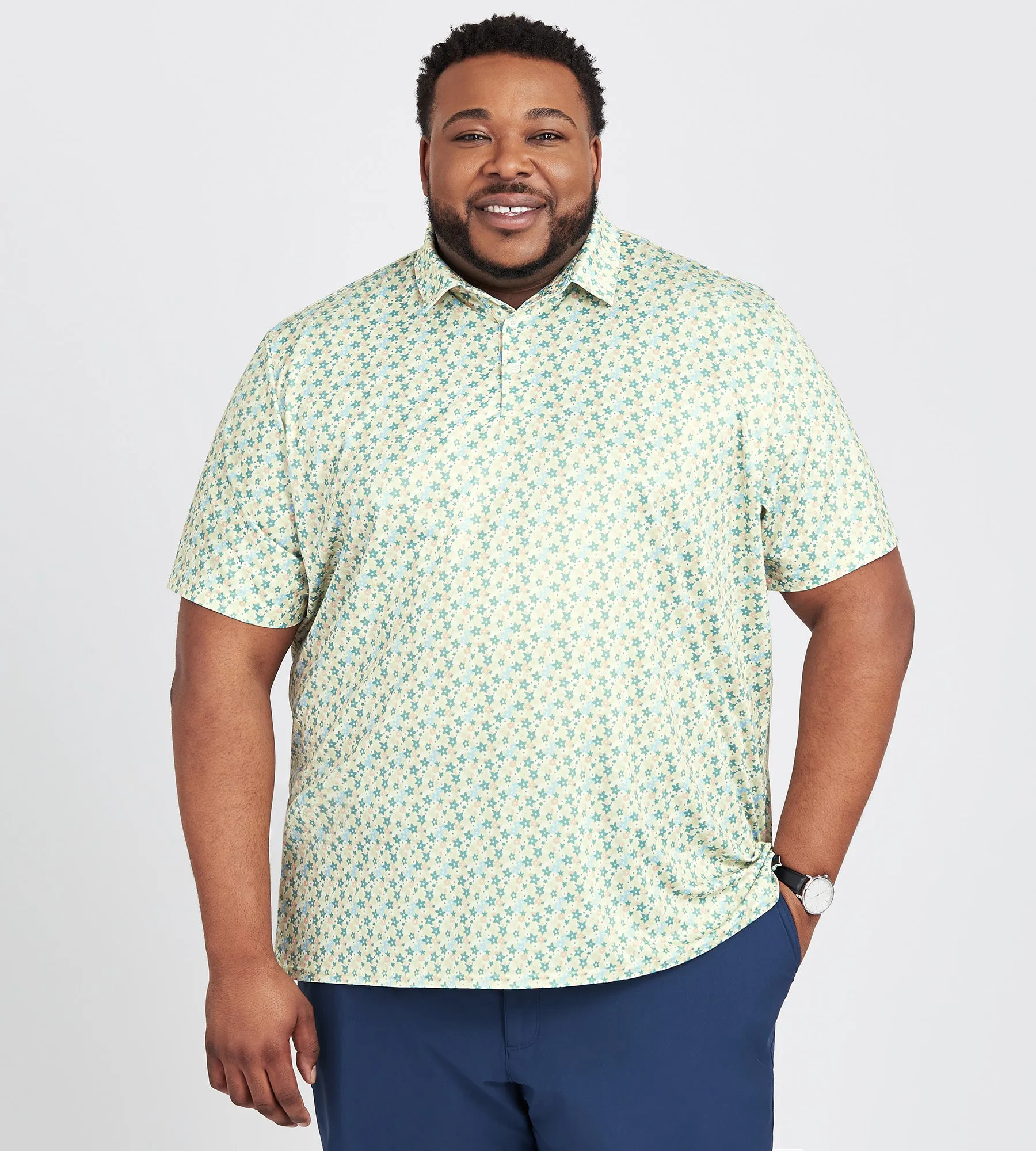 Micro Floral Print Polo sold by Mr. Big and Tall