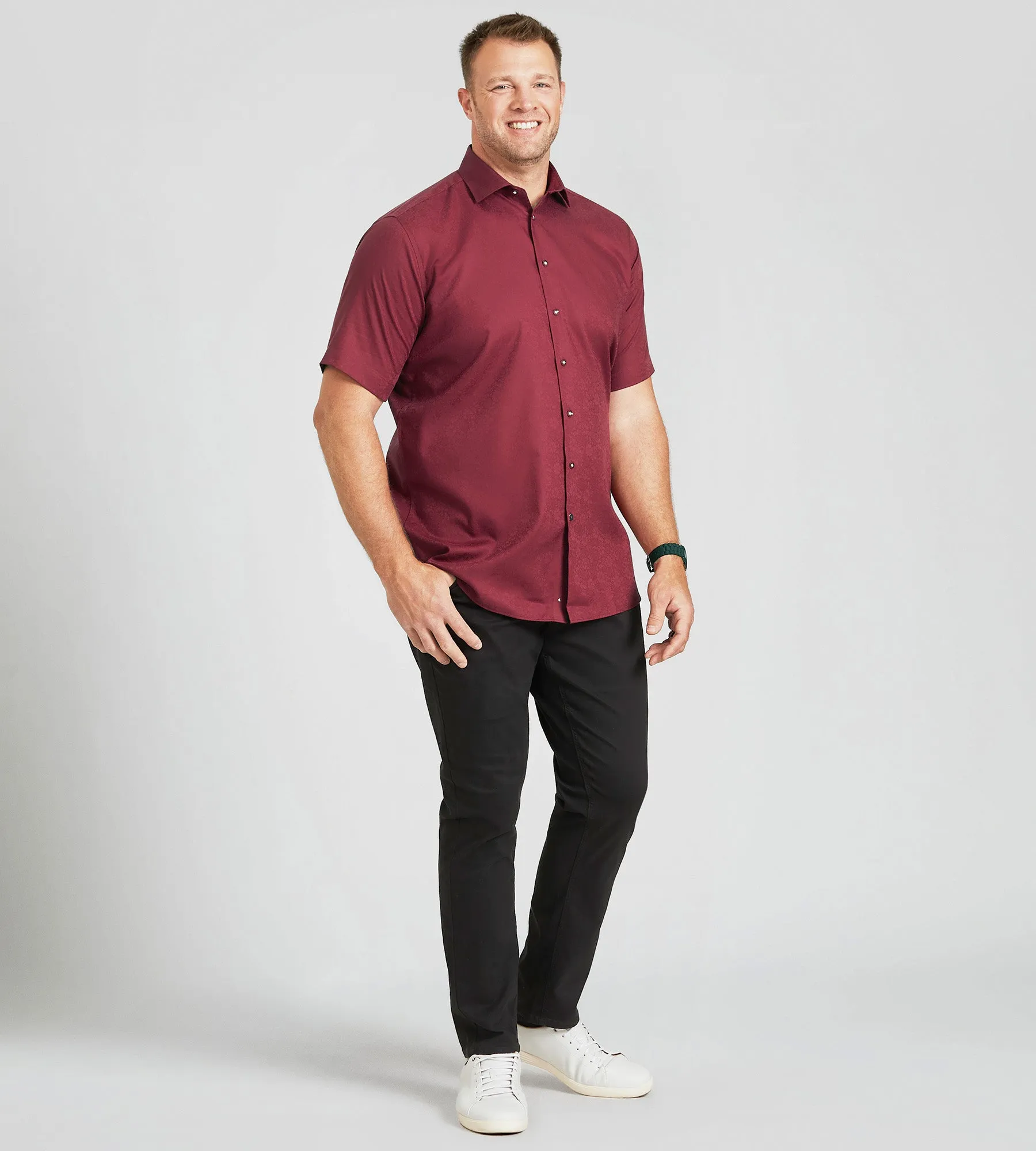 Short Sleeve Tonal Jacquard Casual Shirt sold by Mr. Big and Tall product image thumbnail 4