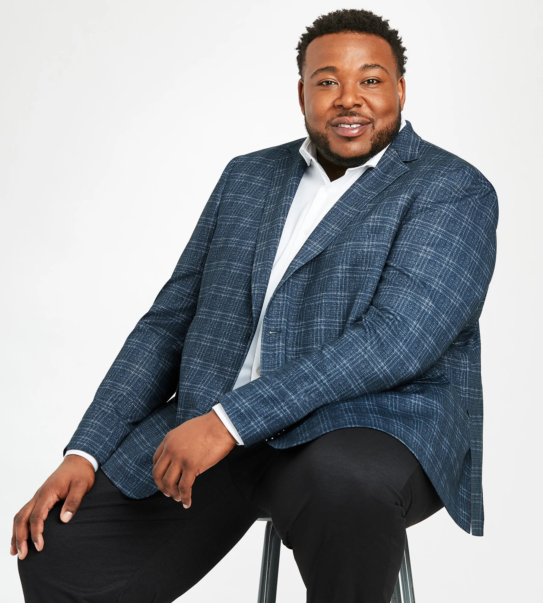 Modern Fit Windowpane Knit Sport Jacket sold by Mr. Big and Tall