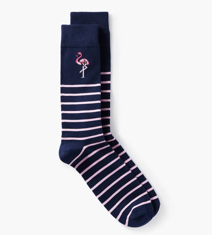 Flamingo Stripe Socks made by Mr. Big and Tall