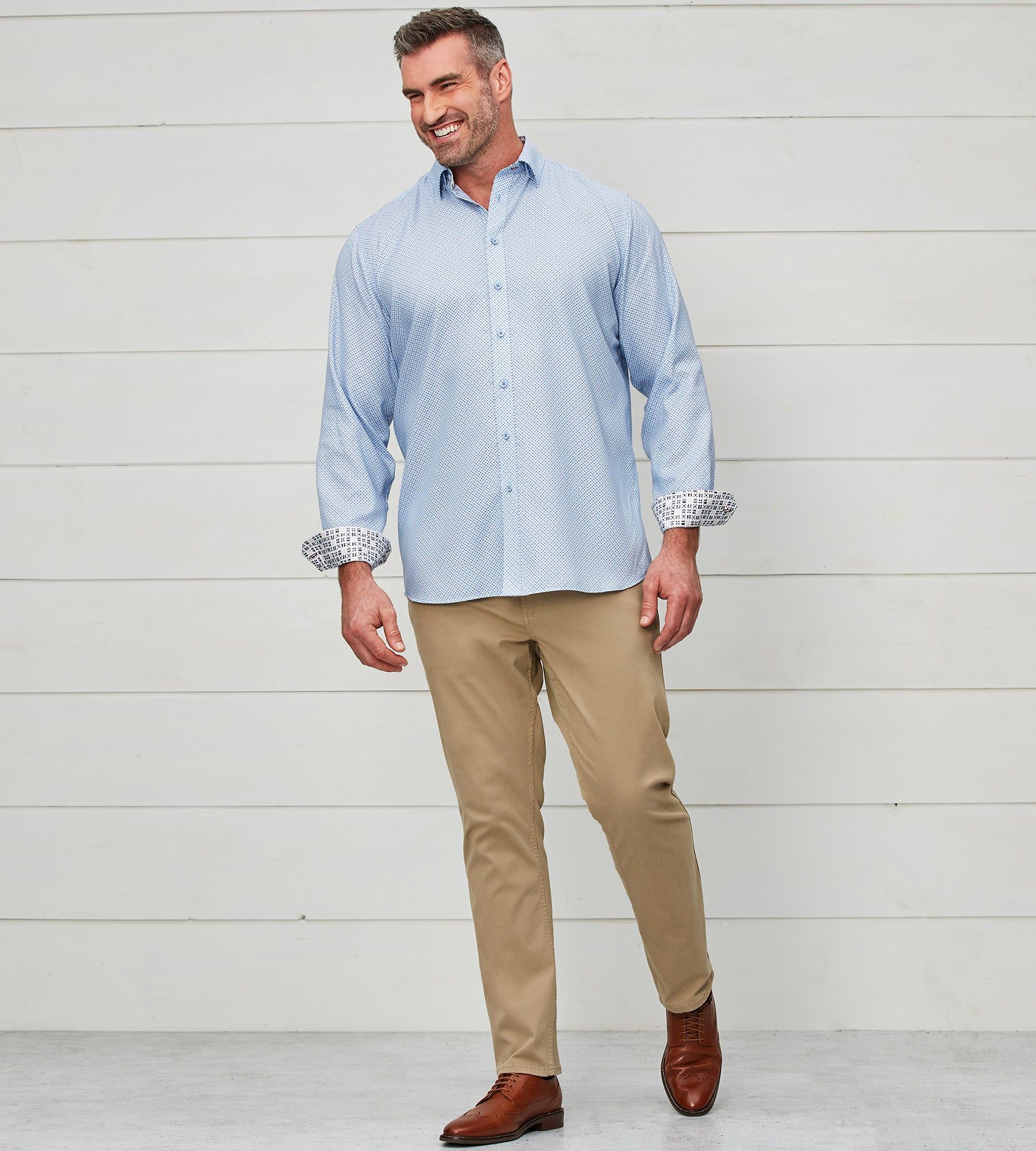Non-Iron Geo Print Long Sleeve Sport Shirt sold by Mr. Big and Tall product image thumbnail 4