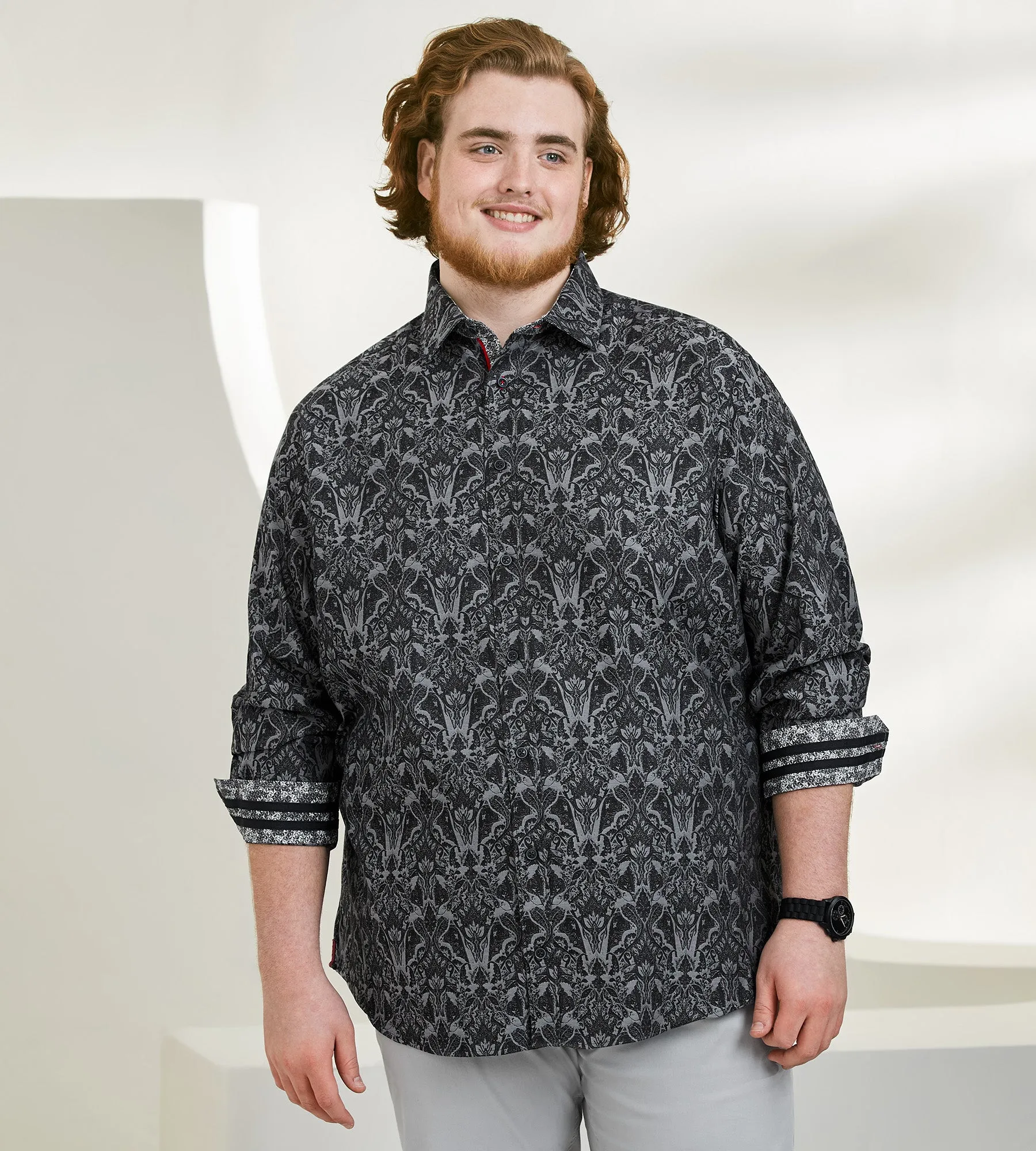 Tonal Floral Long Sleeve Sport Shirt sold by Mr. Big and Tall product image thumbnail 5