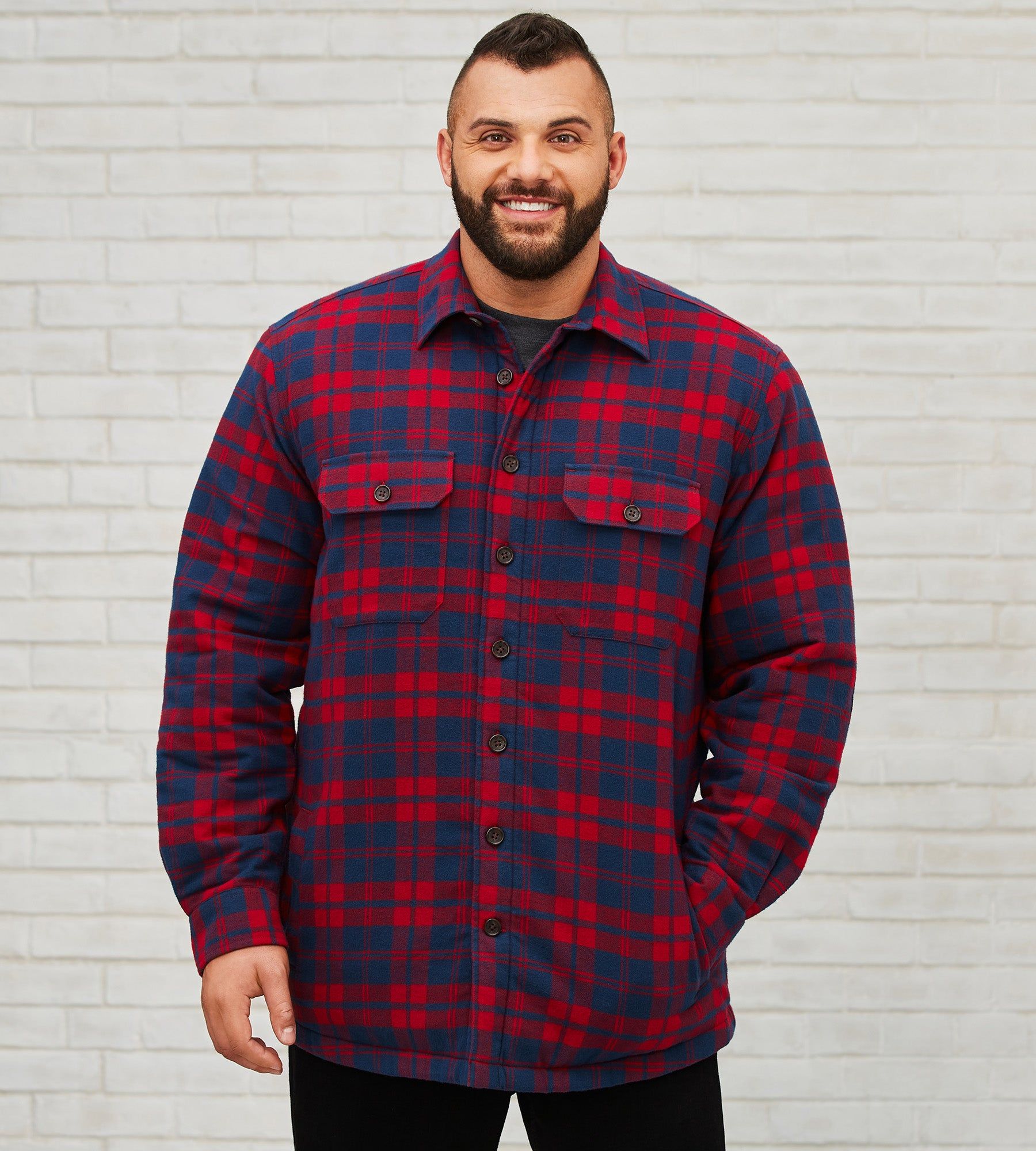 Fleece-Lined Flannel Shacket sold by Mr. Big and Tall