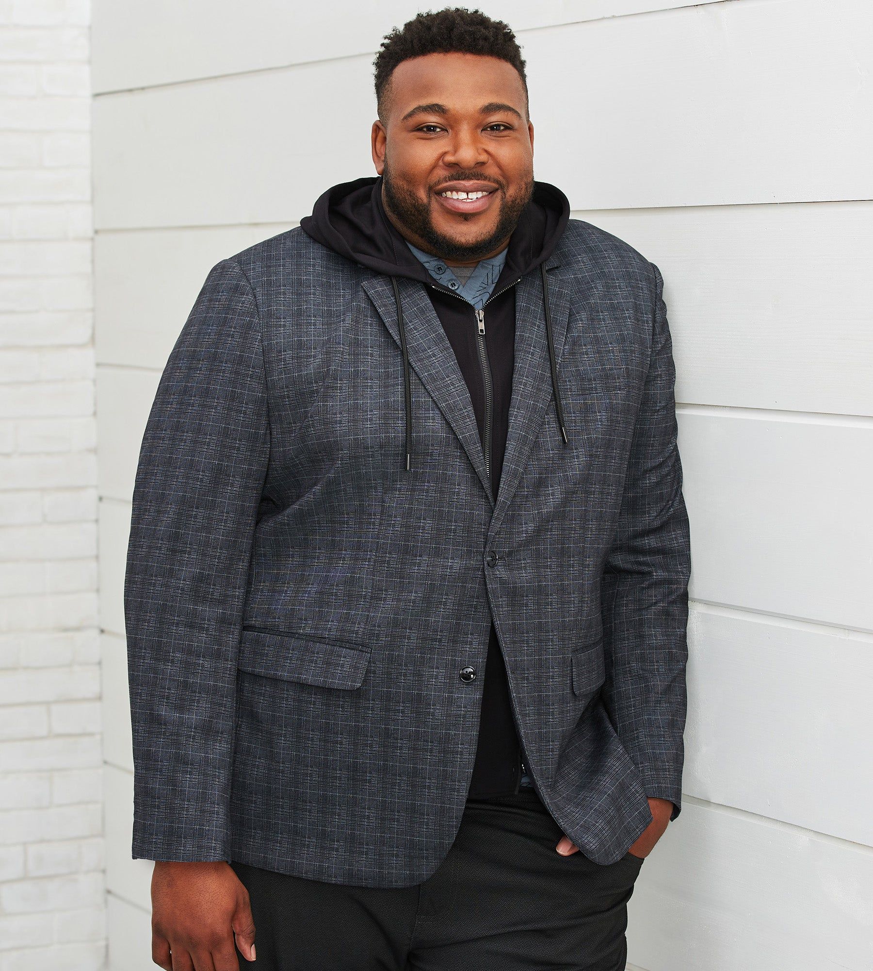 Modern Fit 2-In-1 Knit Hooded Blazer With Detachable Hood sold by Mr. Big and Tall