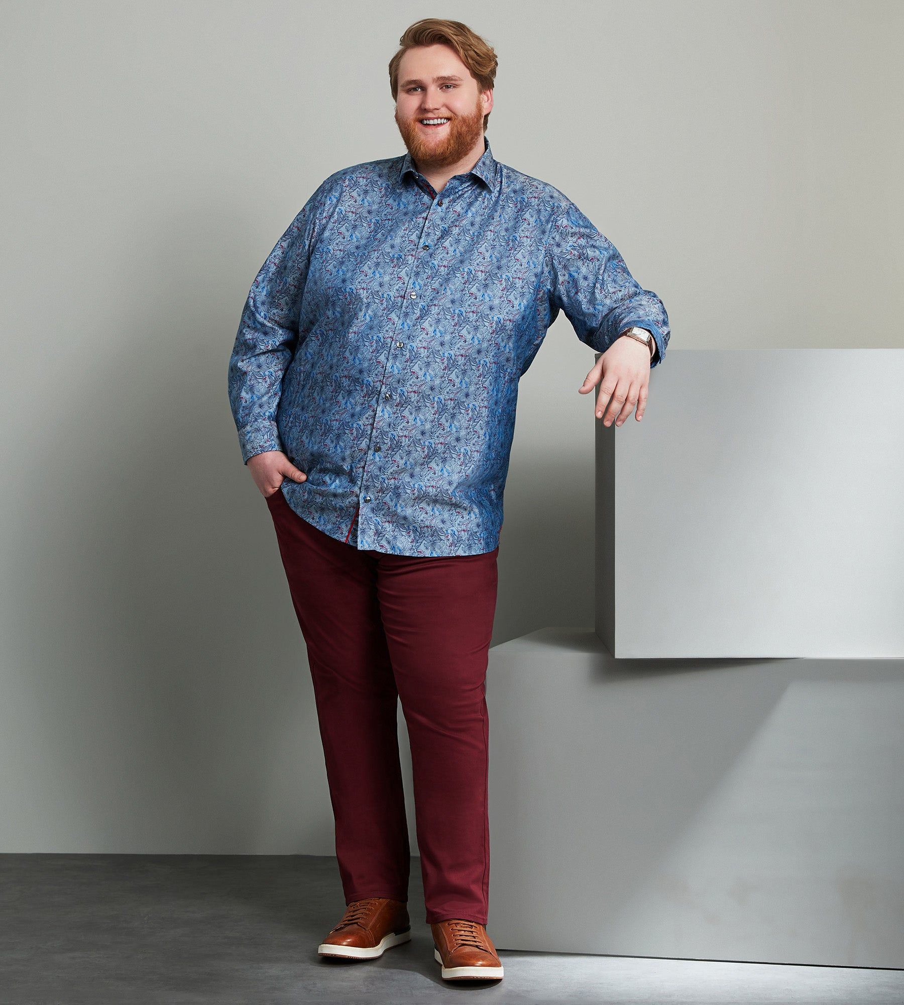 Non-Iron Floral Long Sleeve Sport Shirt sold by Mr. Big and Tall product image thumbnail 3