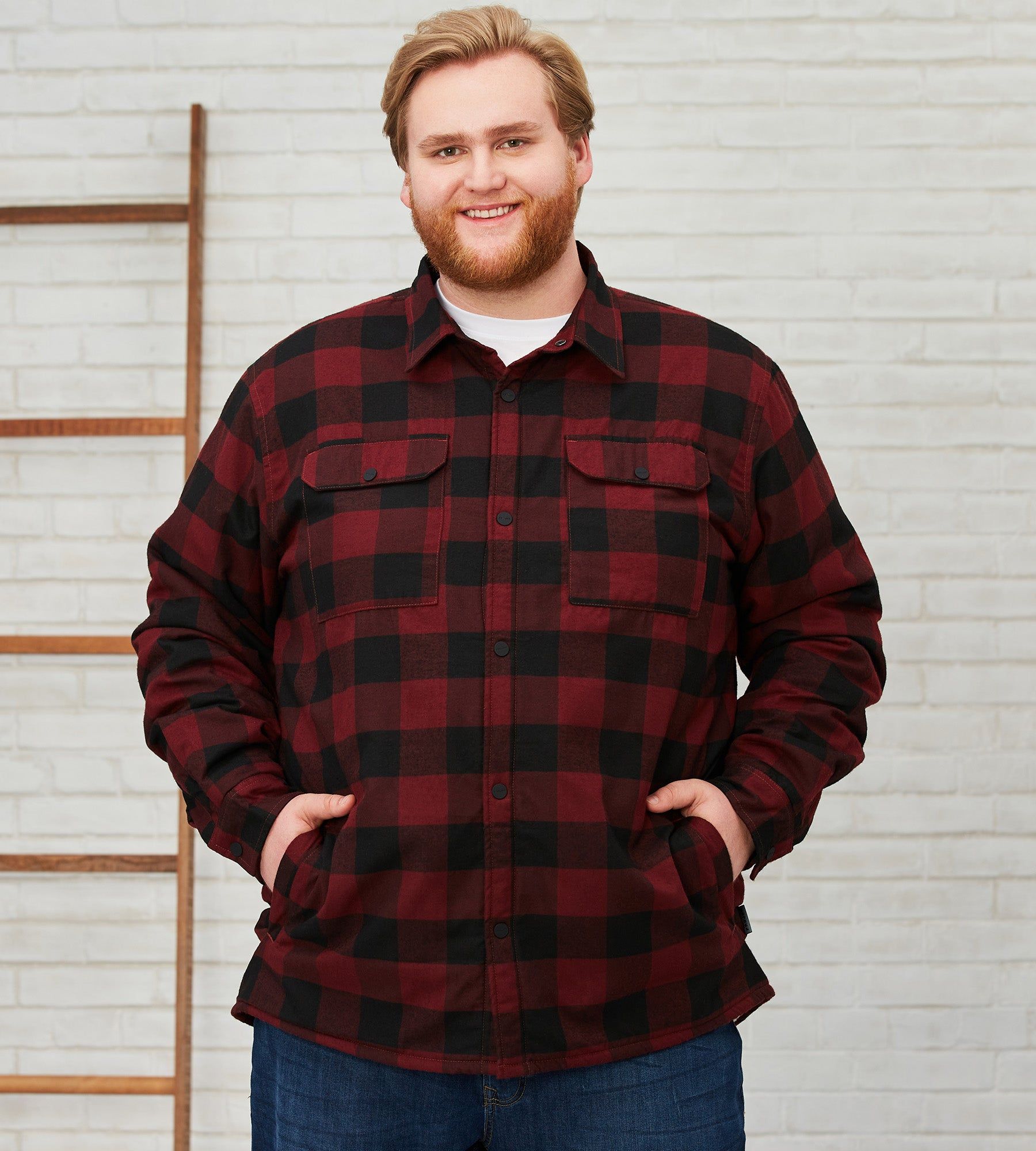 Sherpa-Lined Plaid Shacket sold by Mr. Big and Tall