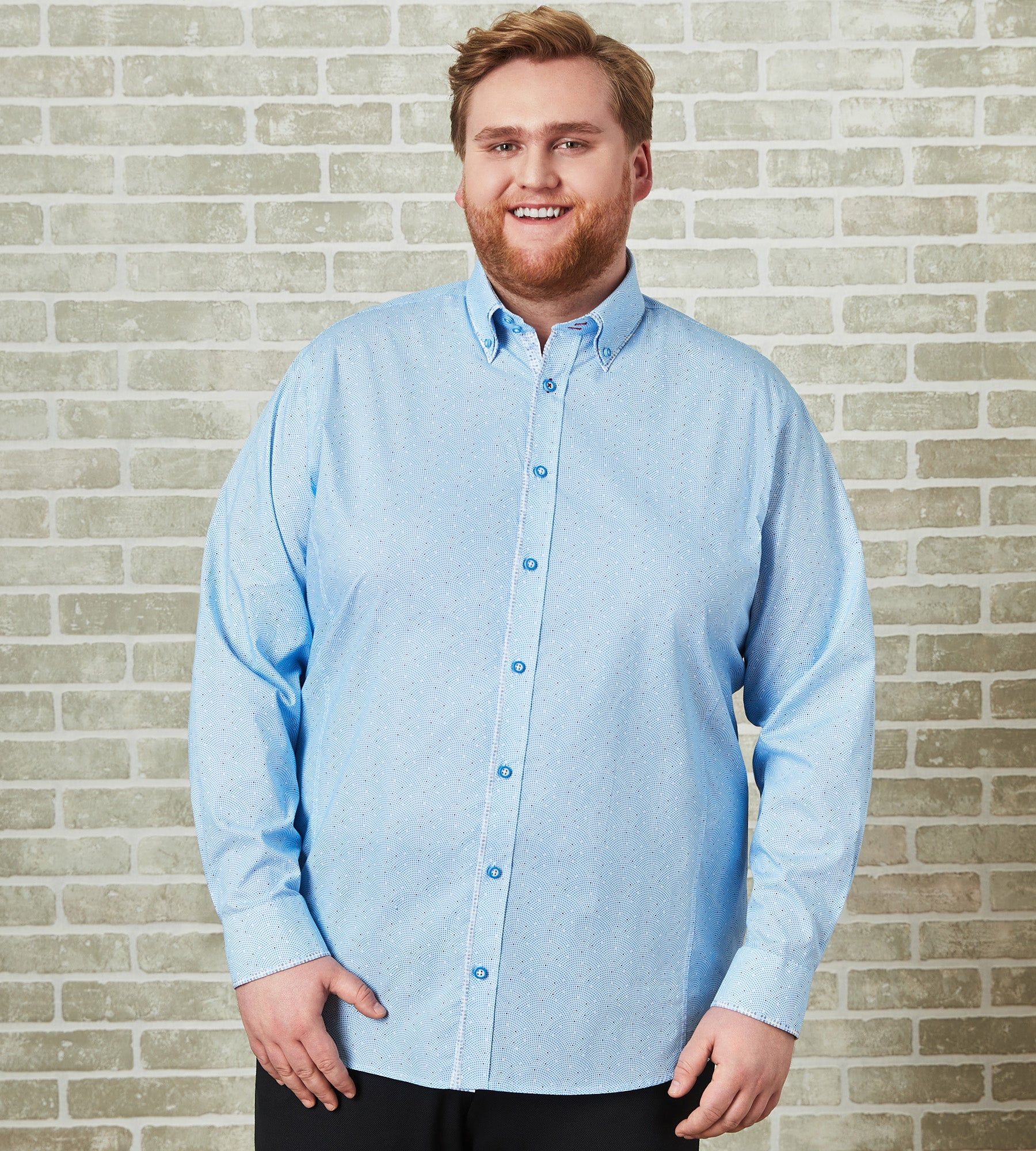 Non-Iron Double Collar Long Sleeve Sport Shirt sold by Mr. Big and Tall