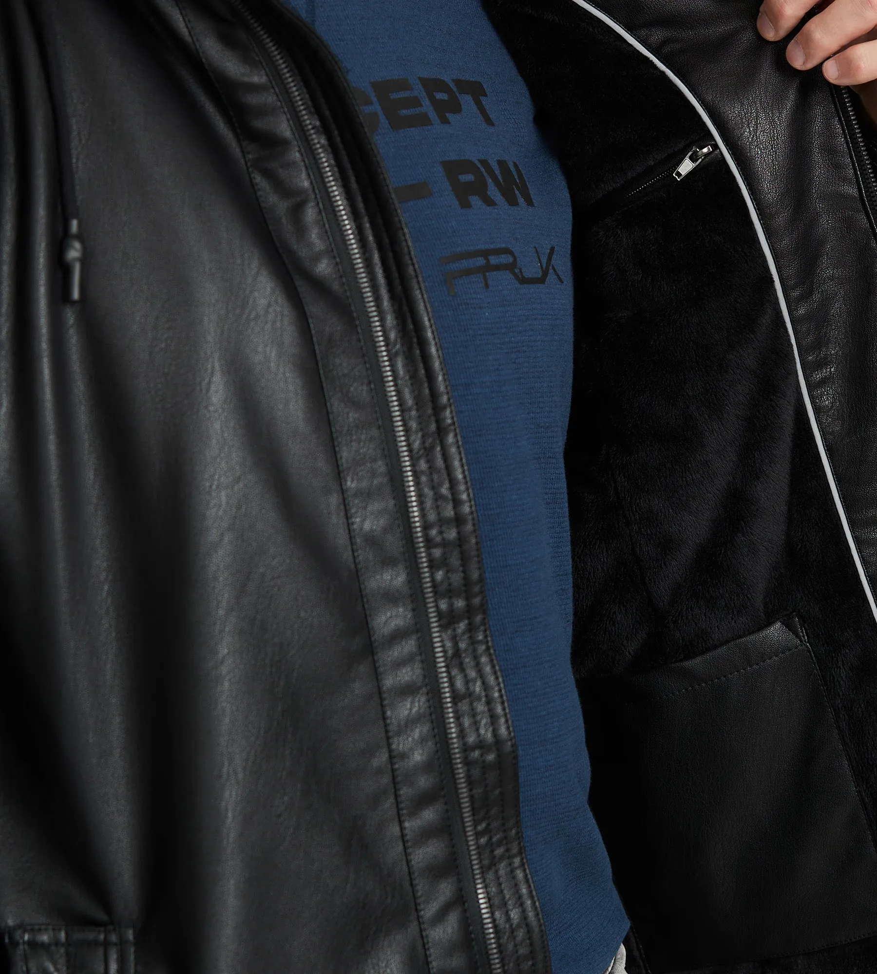 Vegan Leather Hooded Jacket sold by Mr. Big and Tall product image thumbnail 3