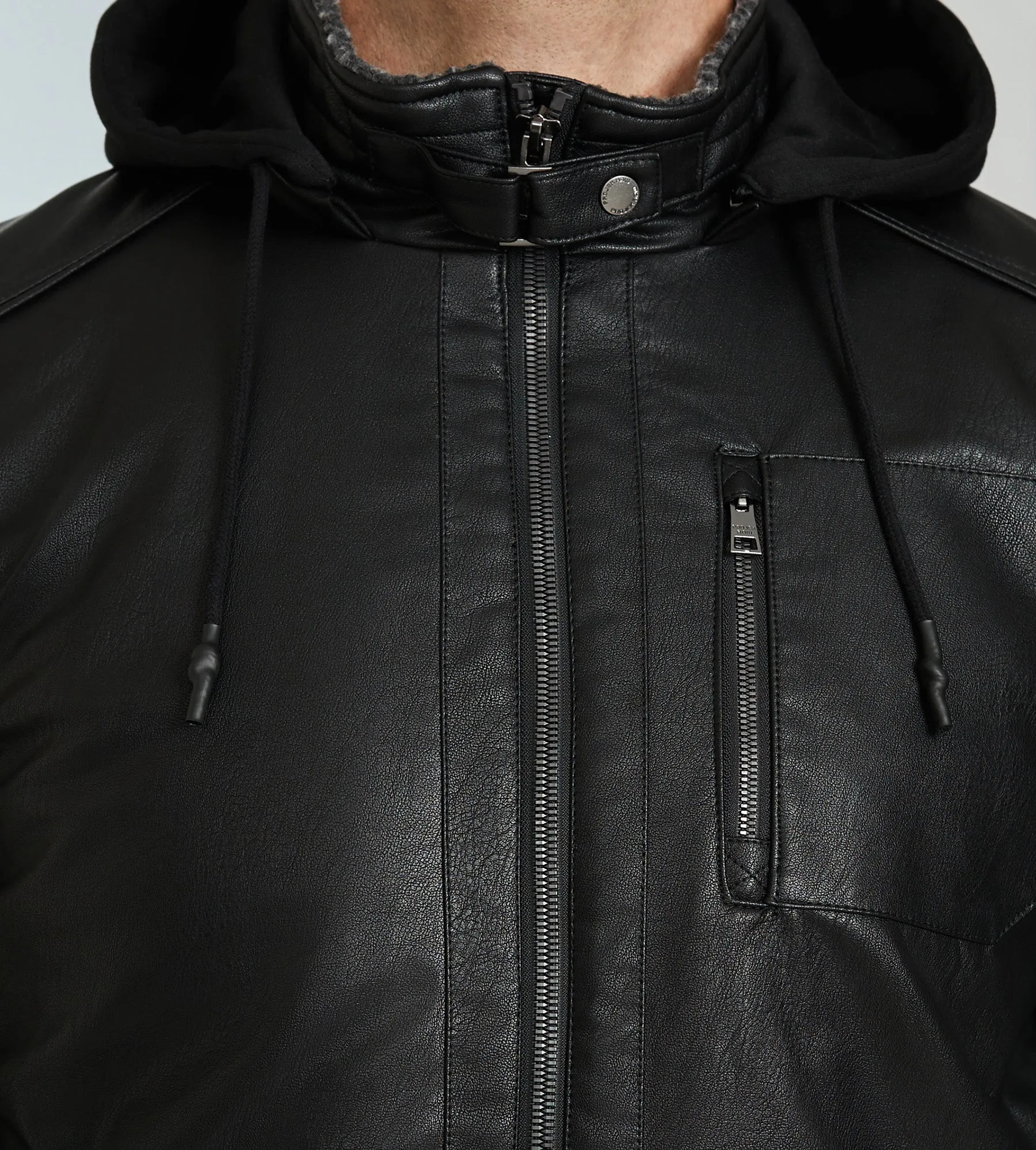 Vegan Leather Hooded Jacket sold by Mr. Big and Tall product image thumbnail 2