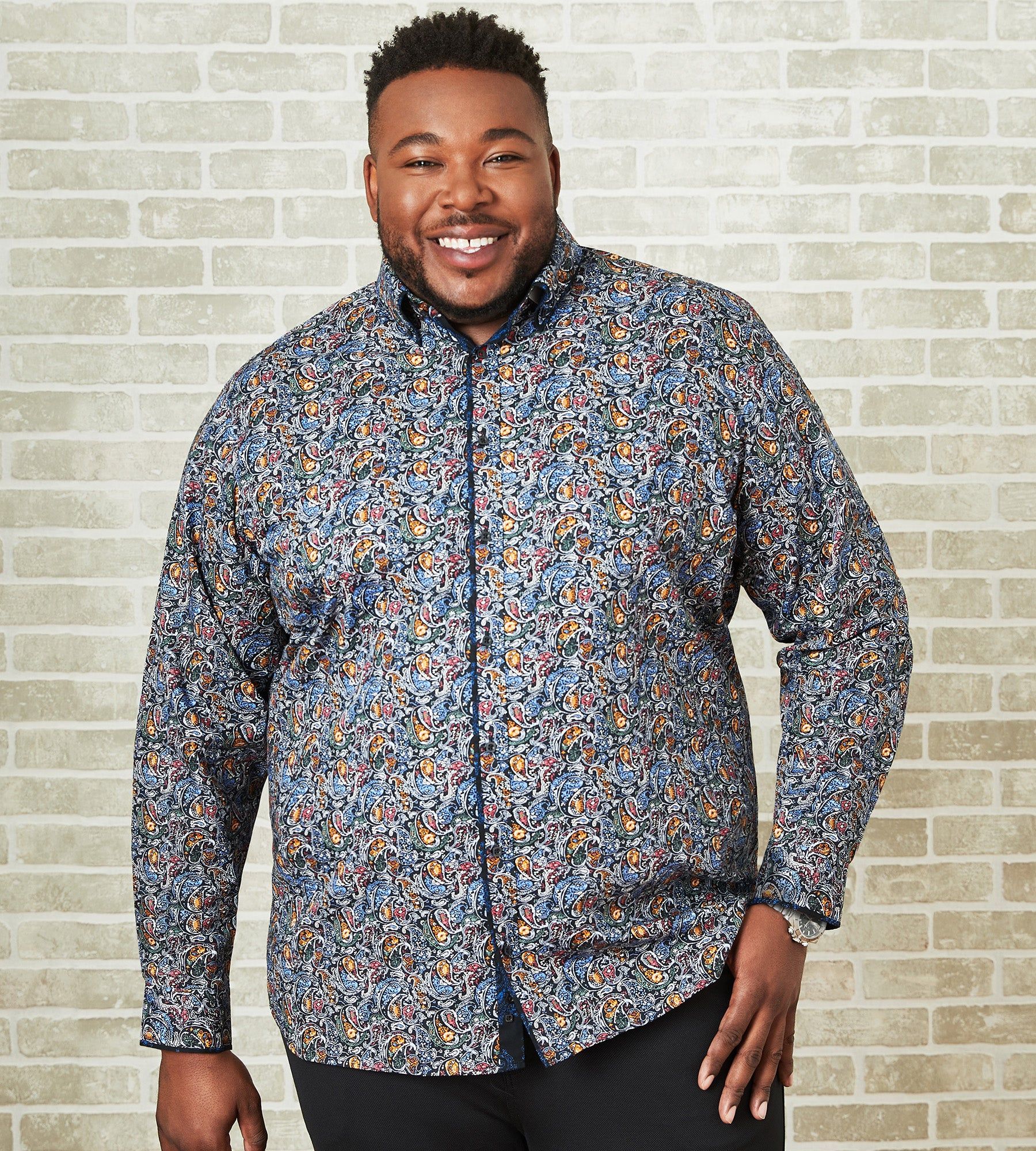 Non-Iron Double Collar Long Sleeve Sport Shirt sold by Mr. Big and Tall