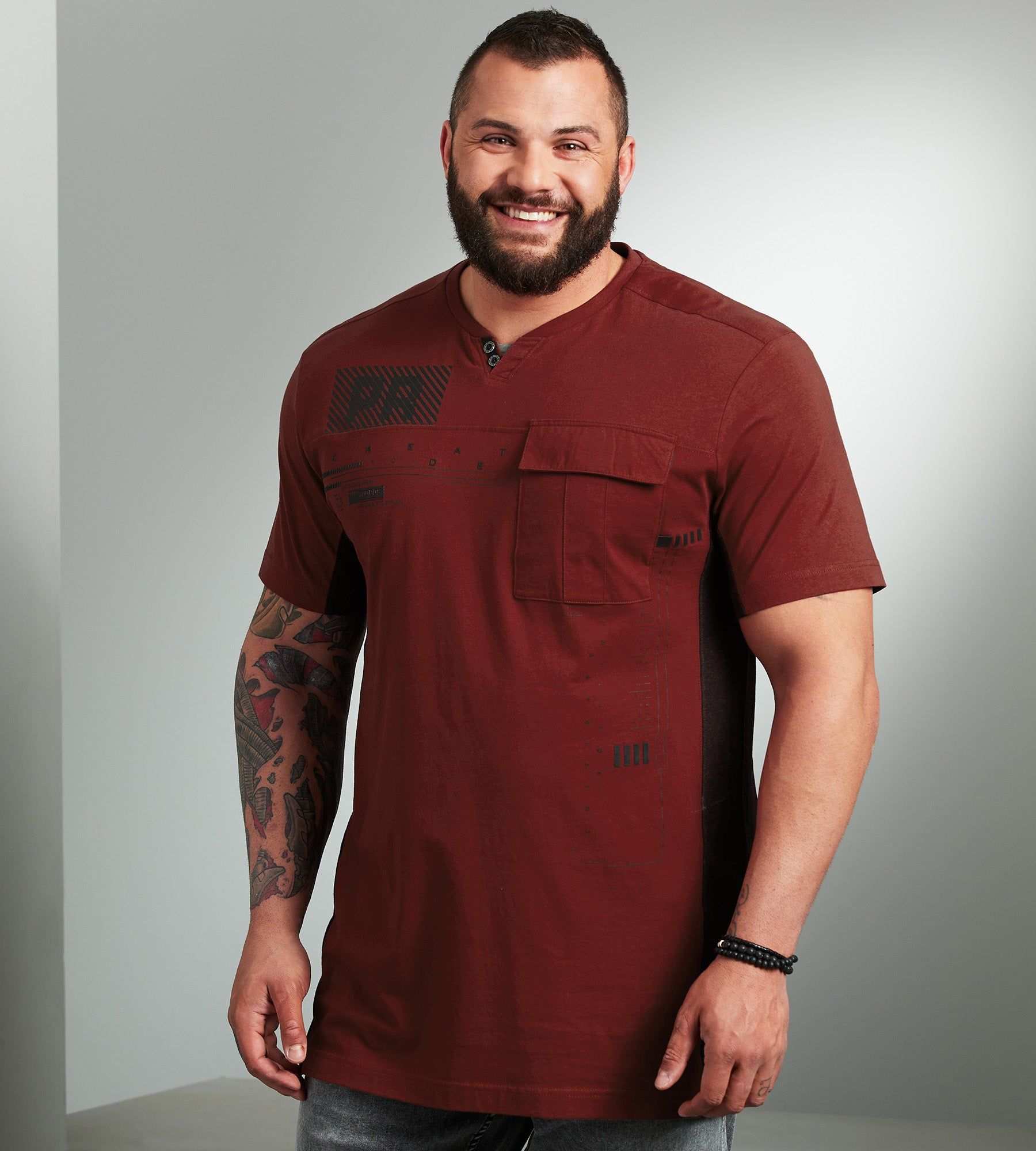 Colour-Block Notch Neck Tee sold by Mr. Big and Tall