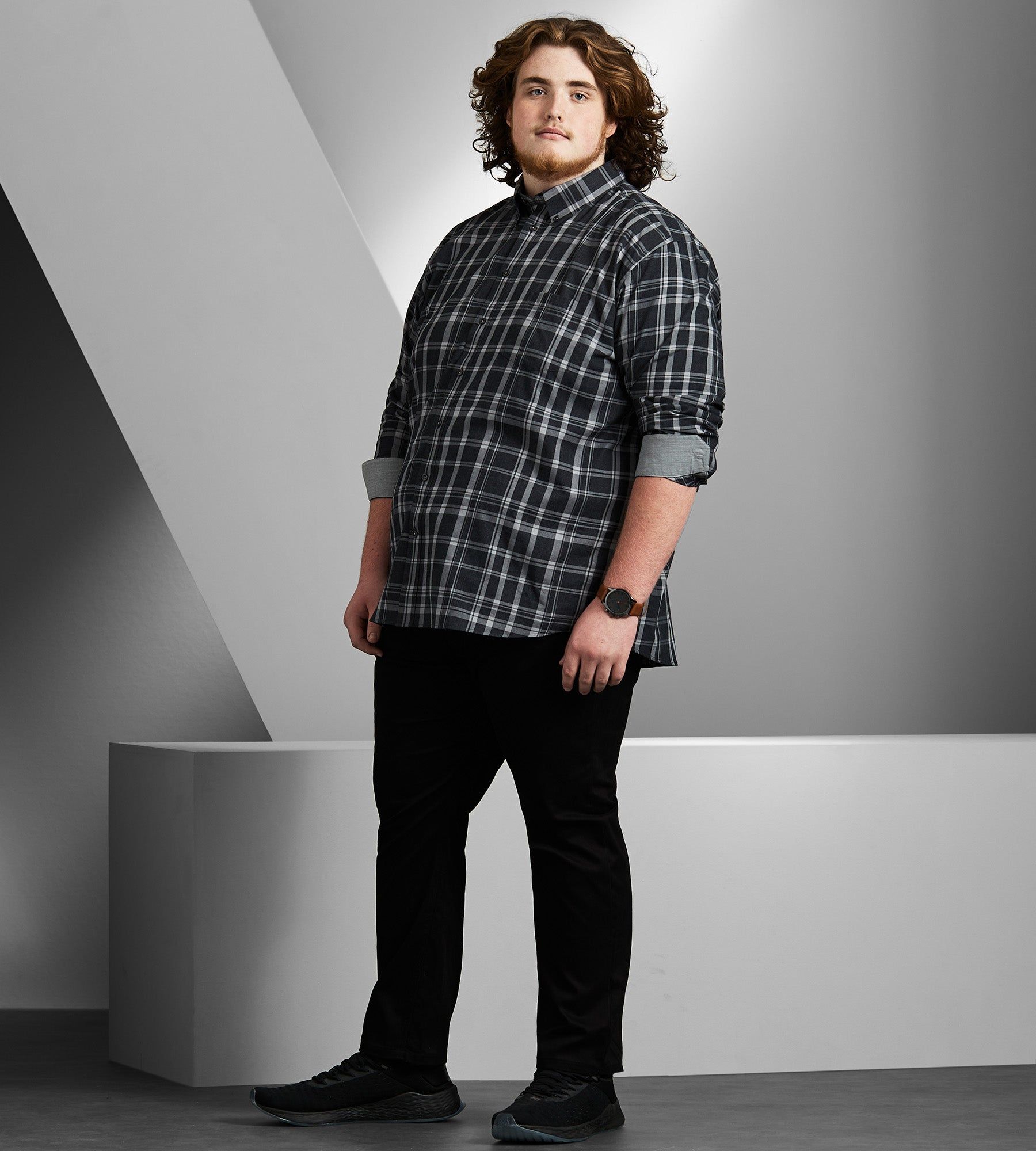 Easy Care Plaid Long Sleeve Sport Shirt sold by Mr. Big and Tall product image thumbnail 3