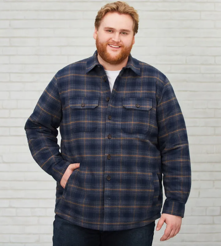 Fleece-Lined Flannel Shacket sold by Mr. Big and Tall