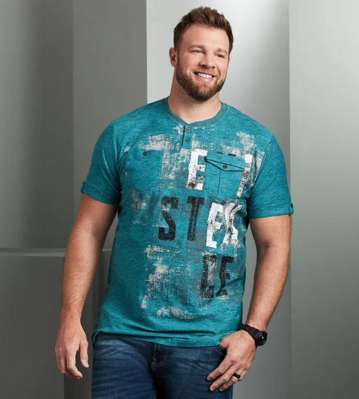 Double-Pocket Graphic Henley sold by Mr. Big and Tall