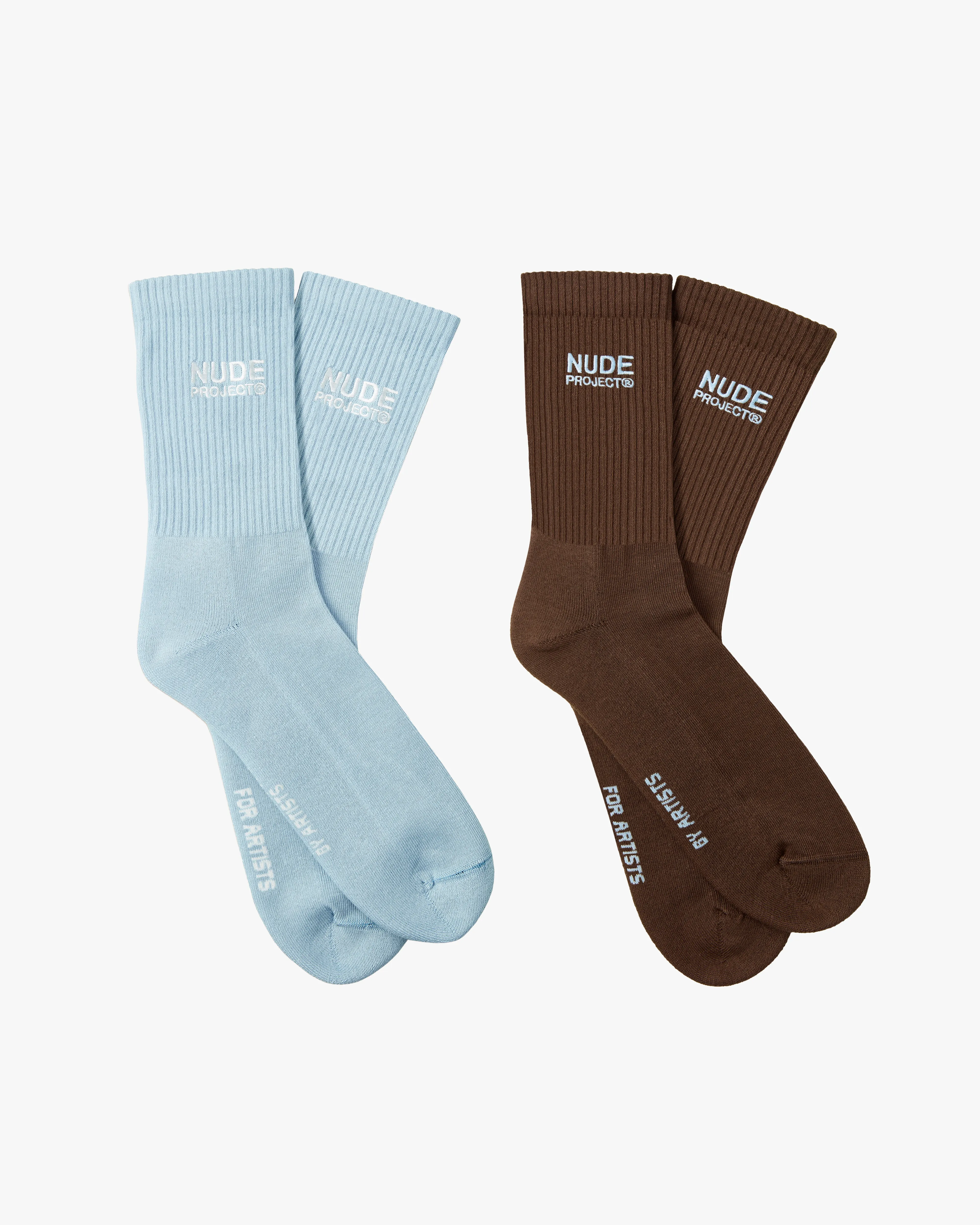 LOGO SOCKS BLUE/BROWN 2XPACK sold by Nude Project