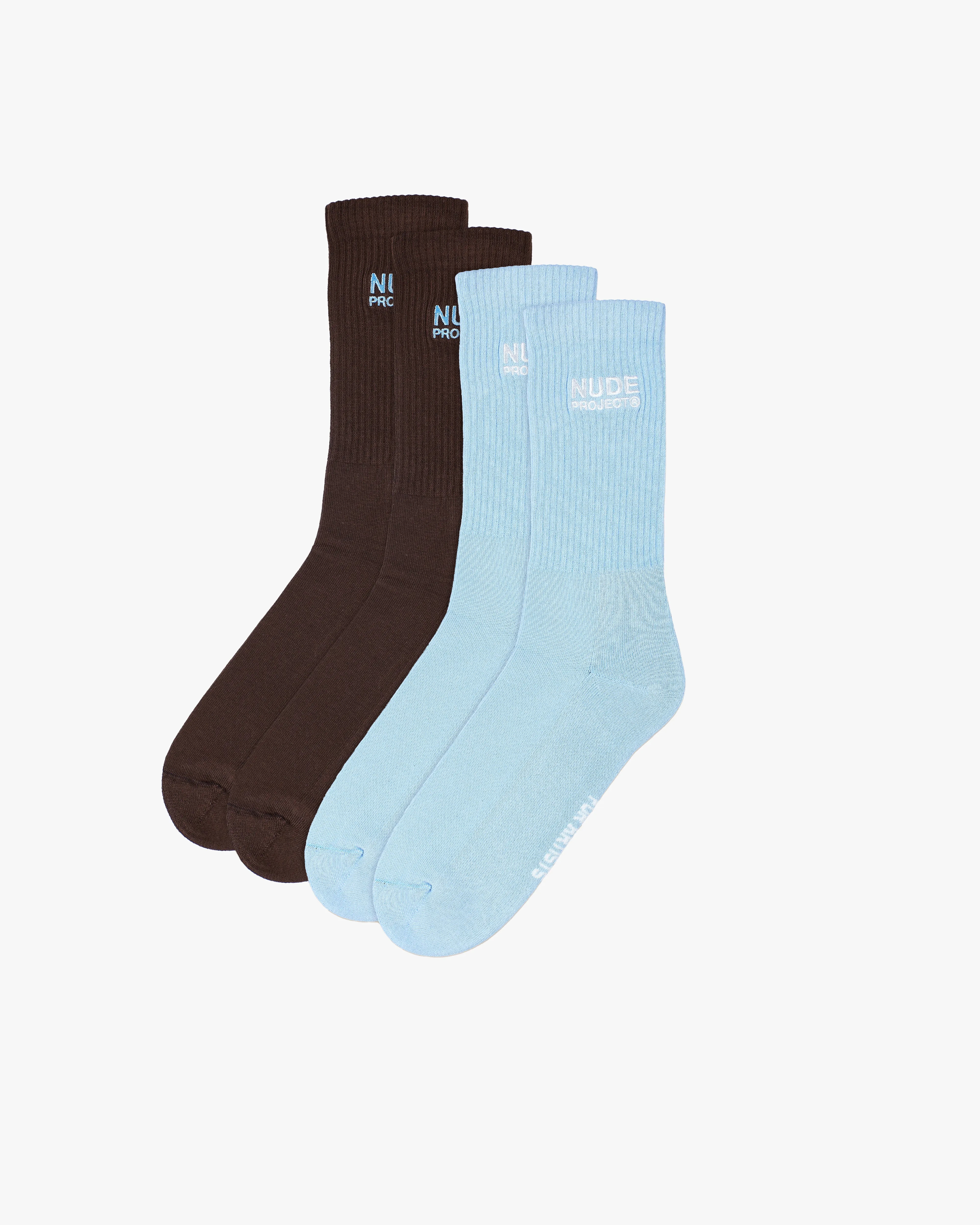 LOGO SOCKS BLUE/BROWN 2XPACK sold by Nude Project product image thumbnail 4