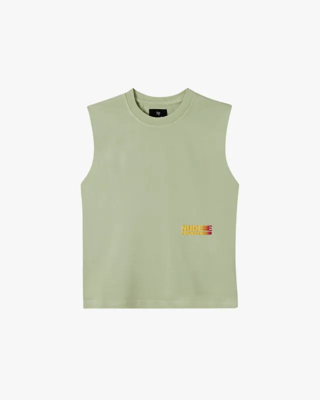 DISTRESSED SLEEVELESS TEE JADE sold by Nude Project