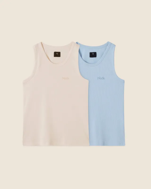 NUDE BASIC TANK TOP X2 - BABY BLUE/BABY PINK sold by Nude Project