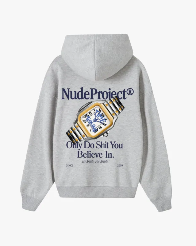 Time Hoodie Grey Melange sold by Nude Project