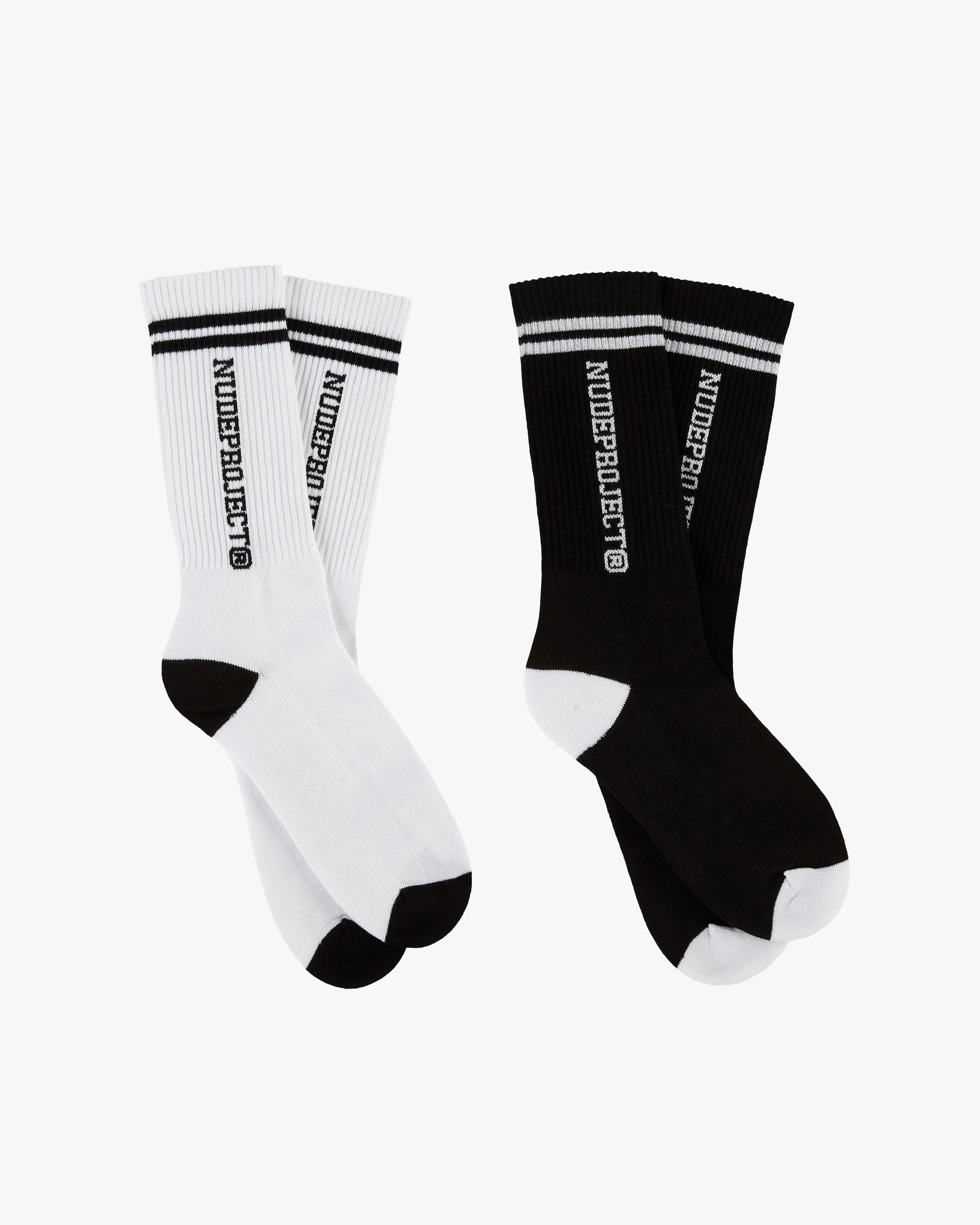 VARSITY SOCKS WHITE/BLACK sold by Nude Project