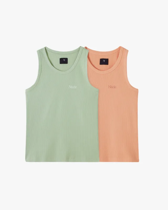 NUDE BASIC TANK TOP X2 - ORANGE/LIME sold by Nude Project