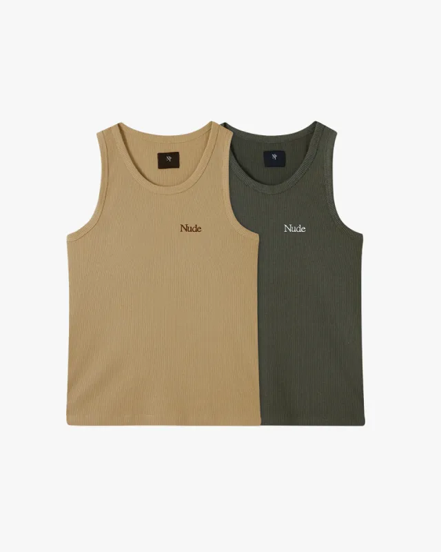 NUDE BASIC TANK TOP X2 - KHAKI/GREEN sold by Nude Project