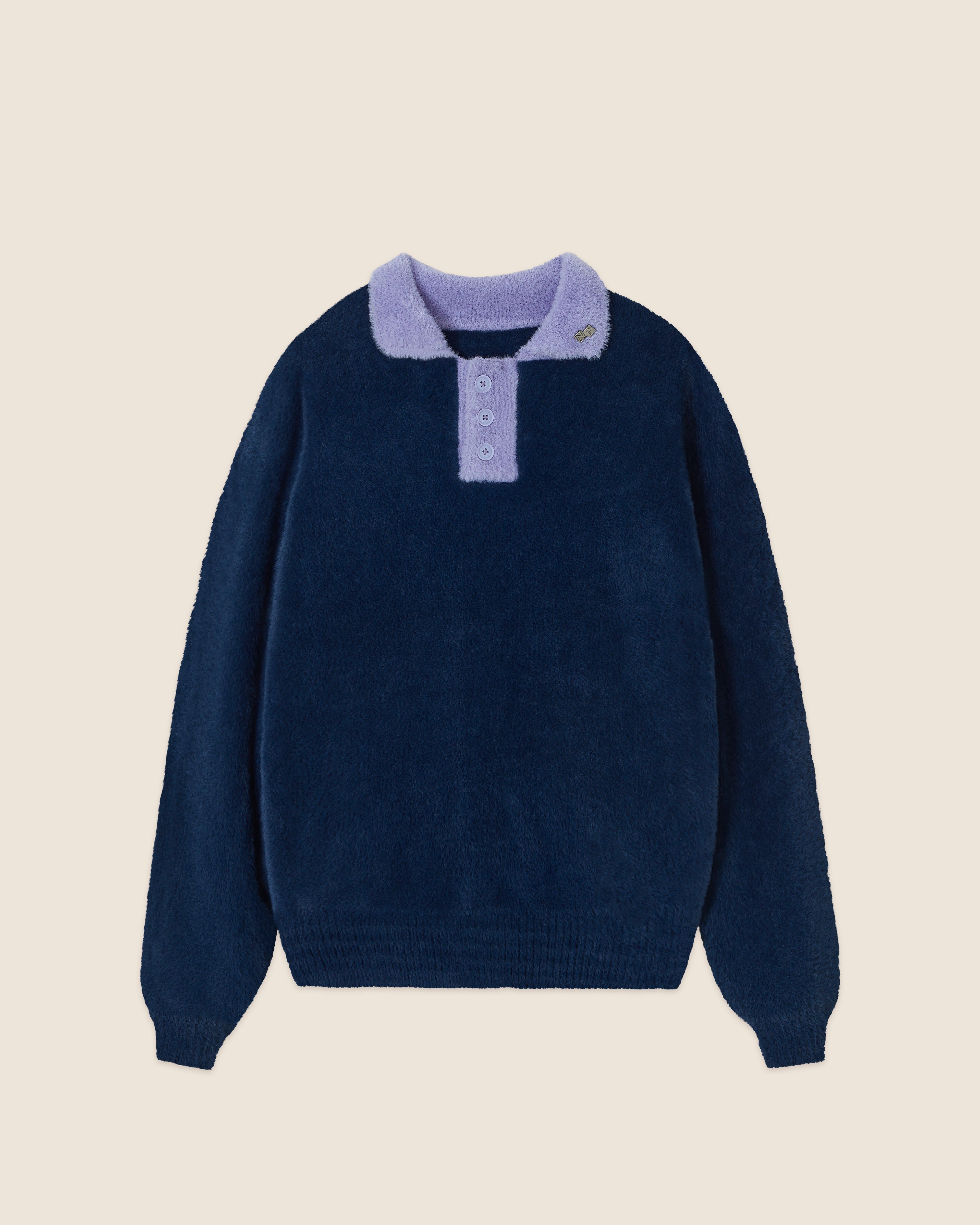 COZY KNITTED POLO NAVY sold by Nude Project