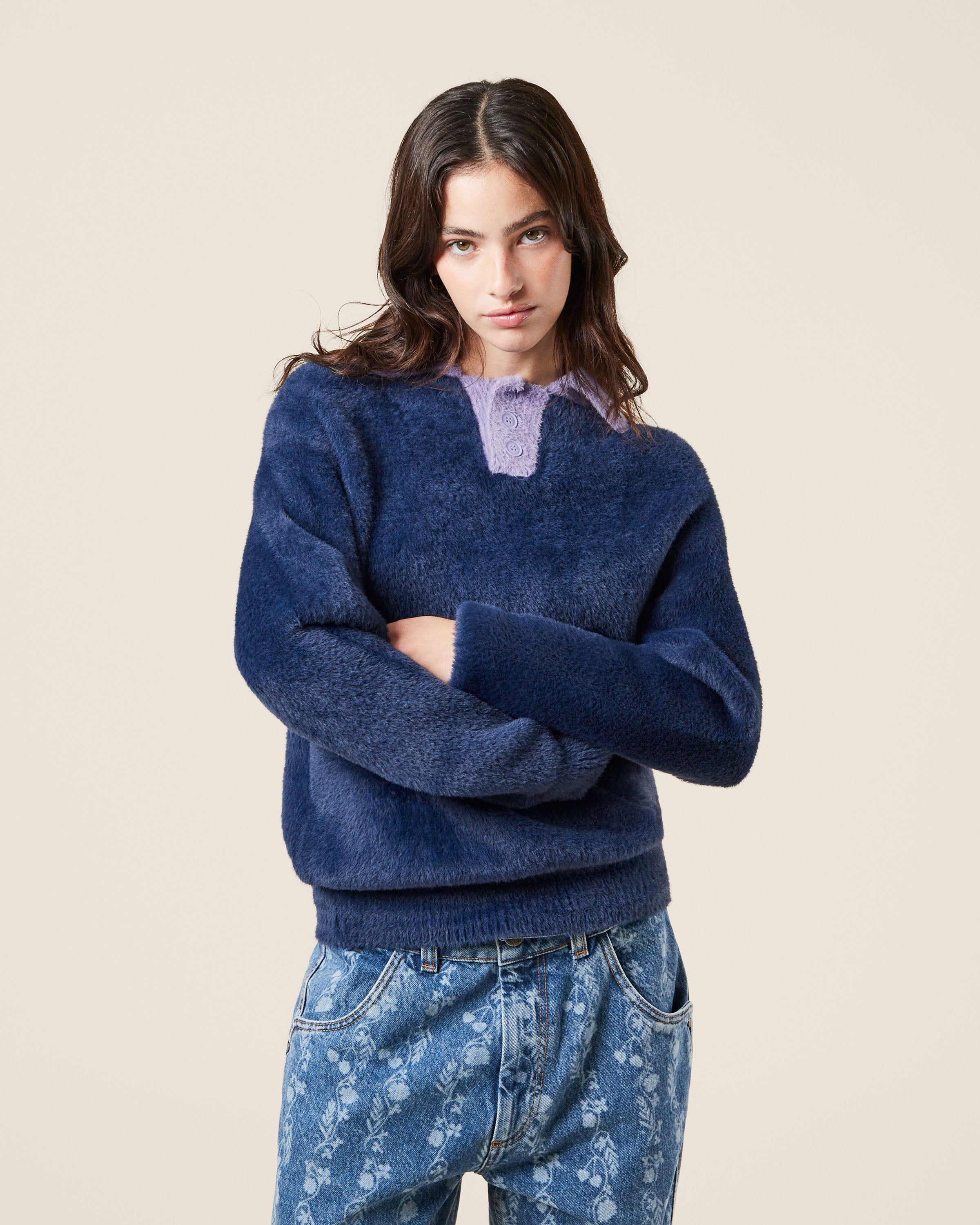 COZY KNITTED POLO NAVY sold by Nude Project product image thumbnail 2