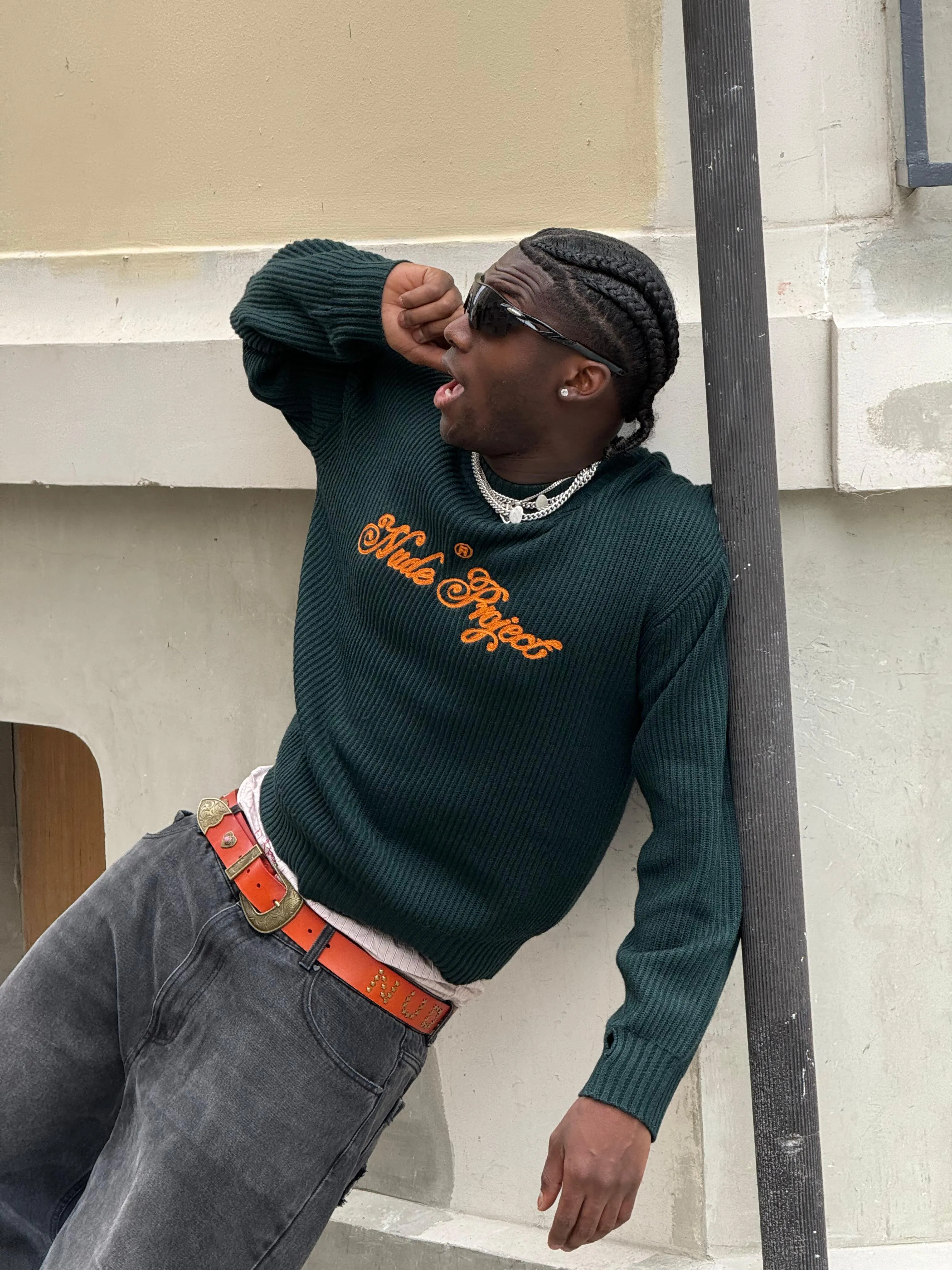 Script Knit Sweater Forest Green sold by Nude Project product image thumbnail 2