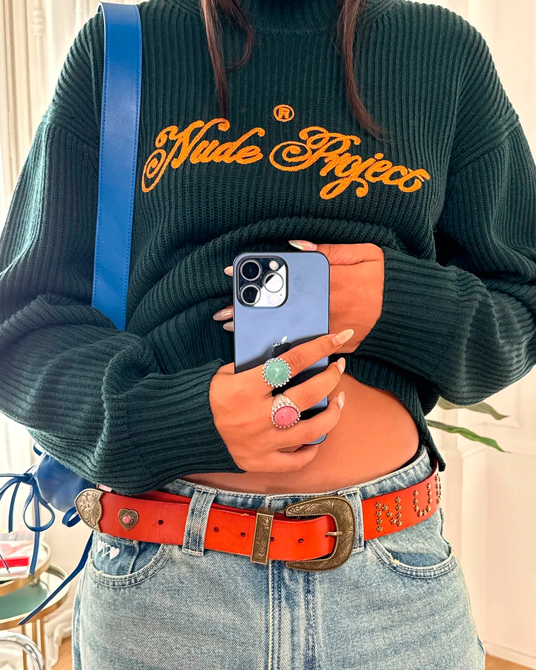 Script Knit Sweater Forest Green sold by Nude Project product image thumbnail 4