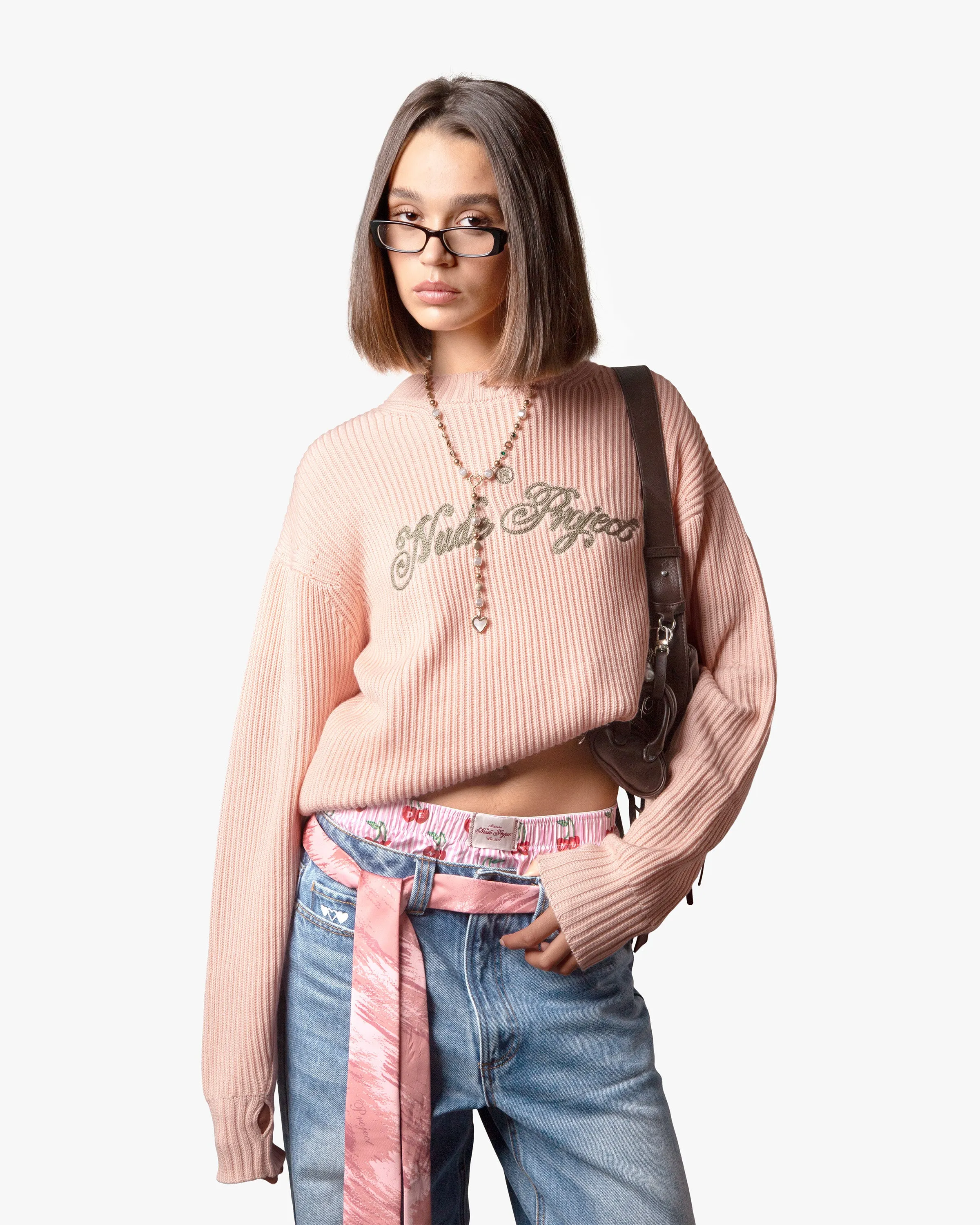 Script Knit Sweater Pink sold by Nude Project product image thumbnail 4
