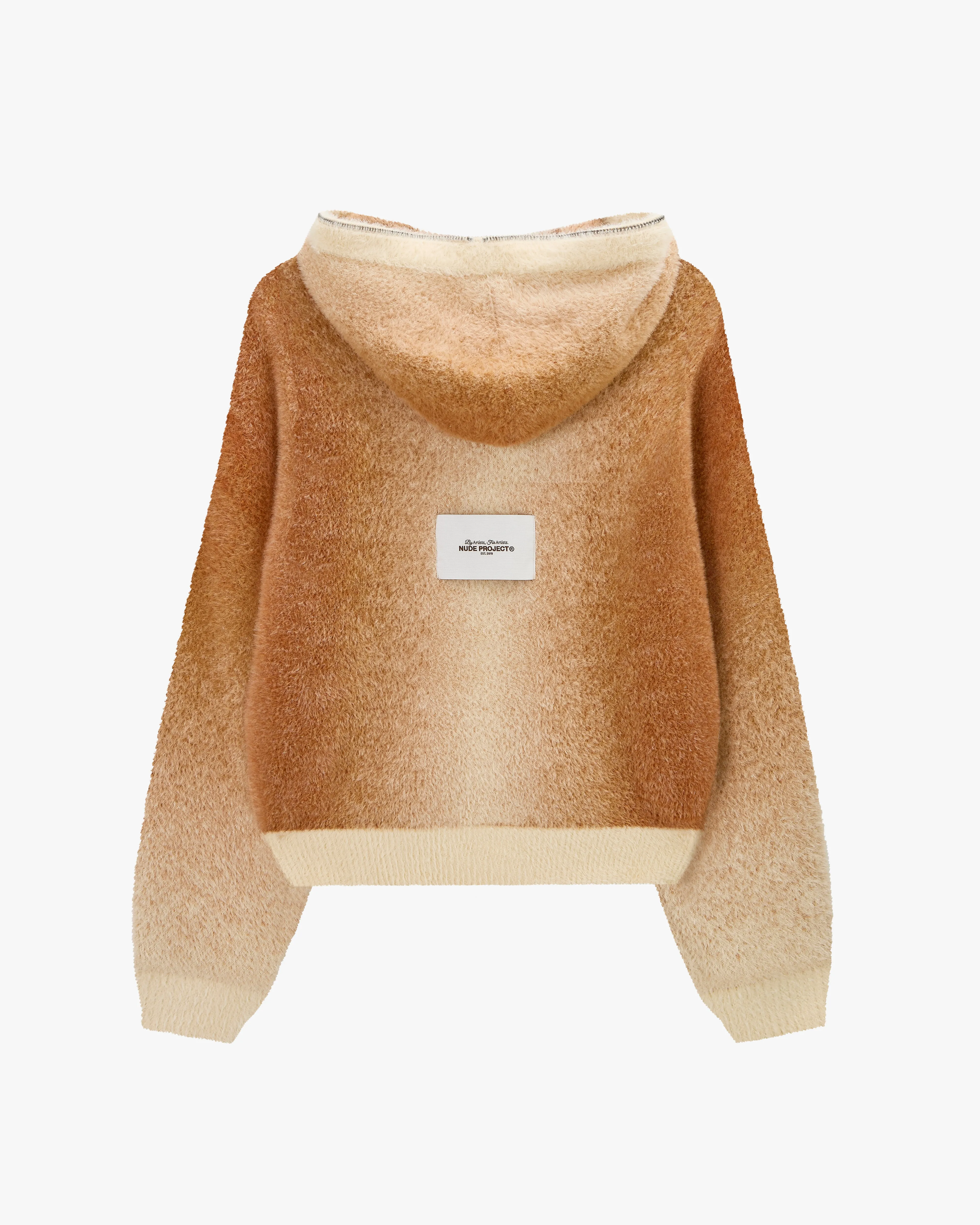 Gradient Zip-Up Knit Hoodie Brown sold by Nude Project product image thumbnail 2