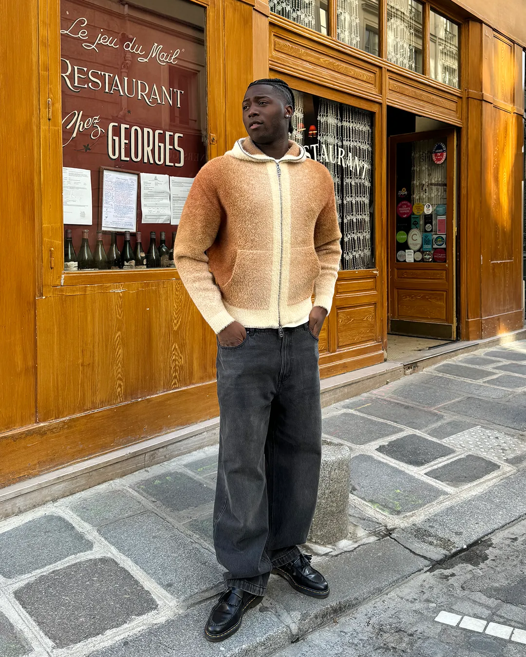 Gradient Zip-Up Knit Hoodie Brown sold by Nude Project product image thumbnail 3