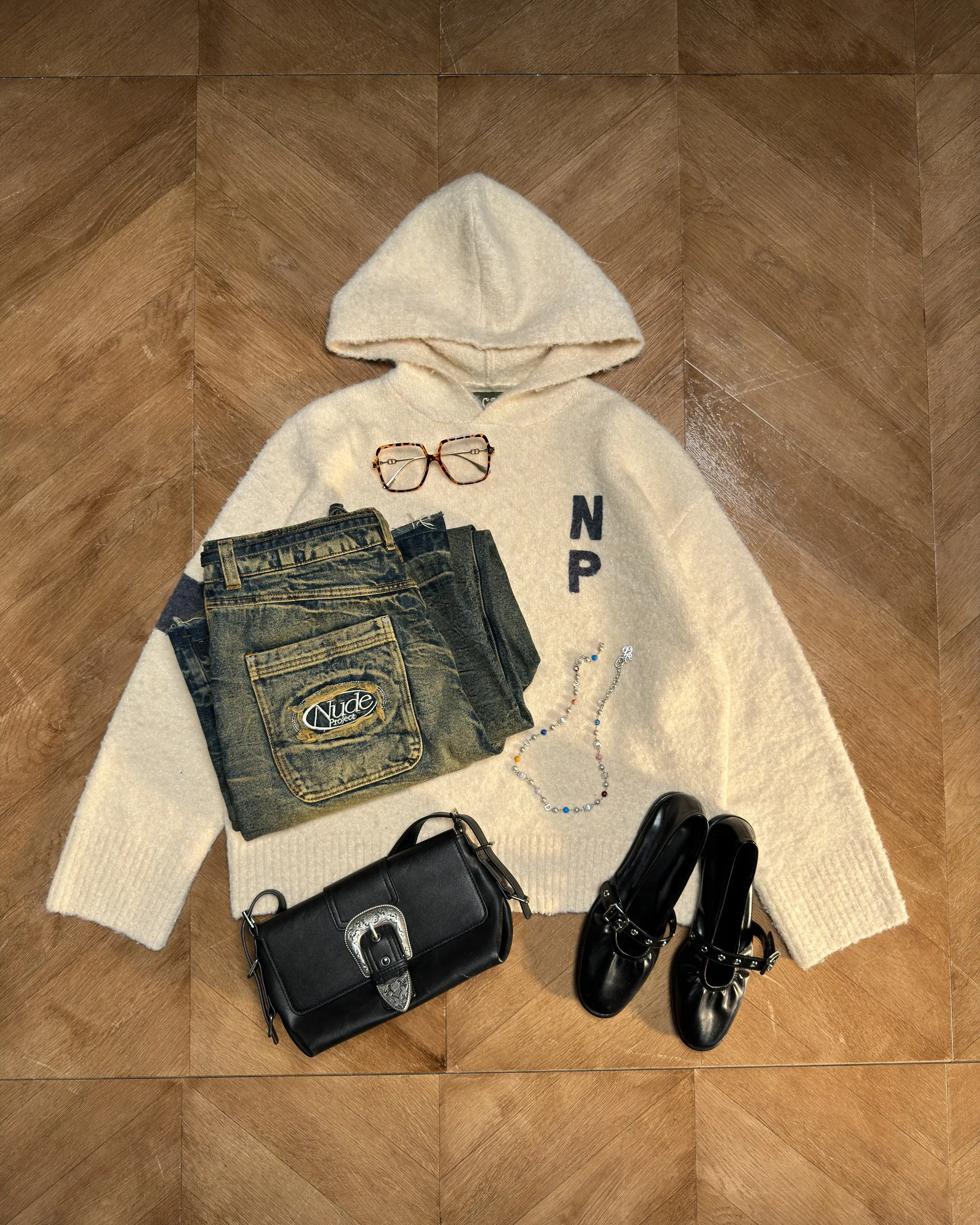 Numbers Knit Hoodie Marshmallow sold by Nude Project product image thumbnail 5