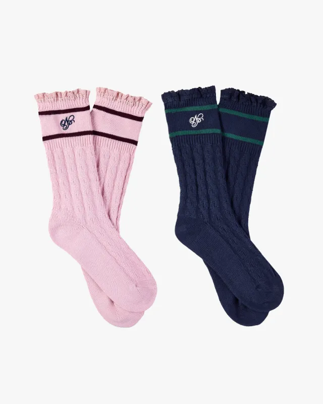 COQUETTE SOCKS PINK/NAVY 2XPACK sold by Nude Project