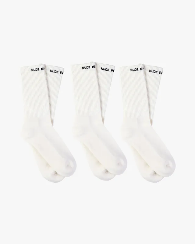 Allday Socks White 3Xpack sold by Nude Project