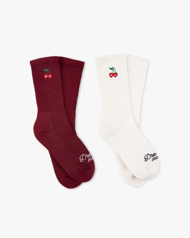 Dreams Socks Burgundy/Ivory 2Xpack sold by Nude Project