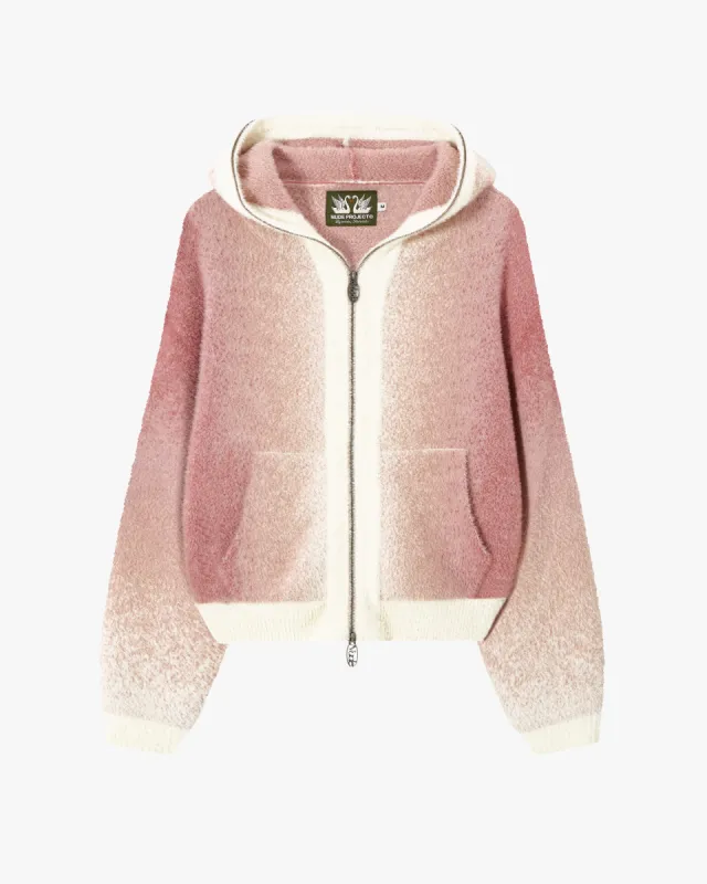 Gradient Zip-Up Knit Hoodie Pink sold by Nude Project