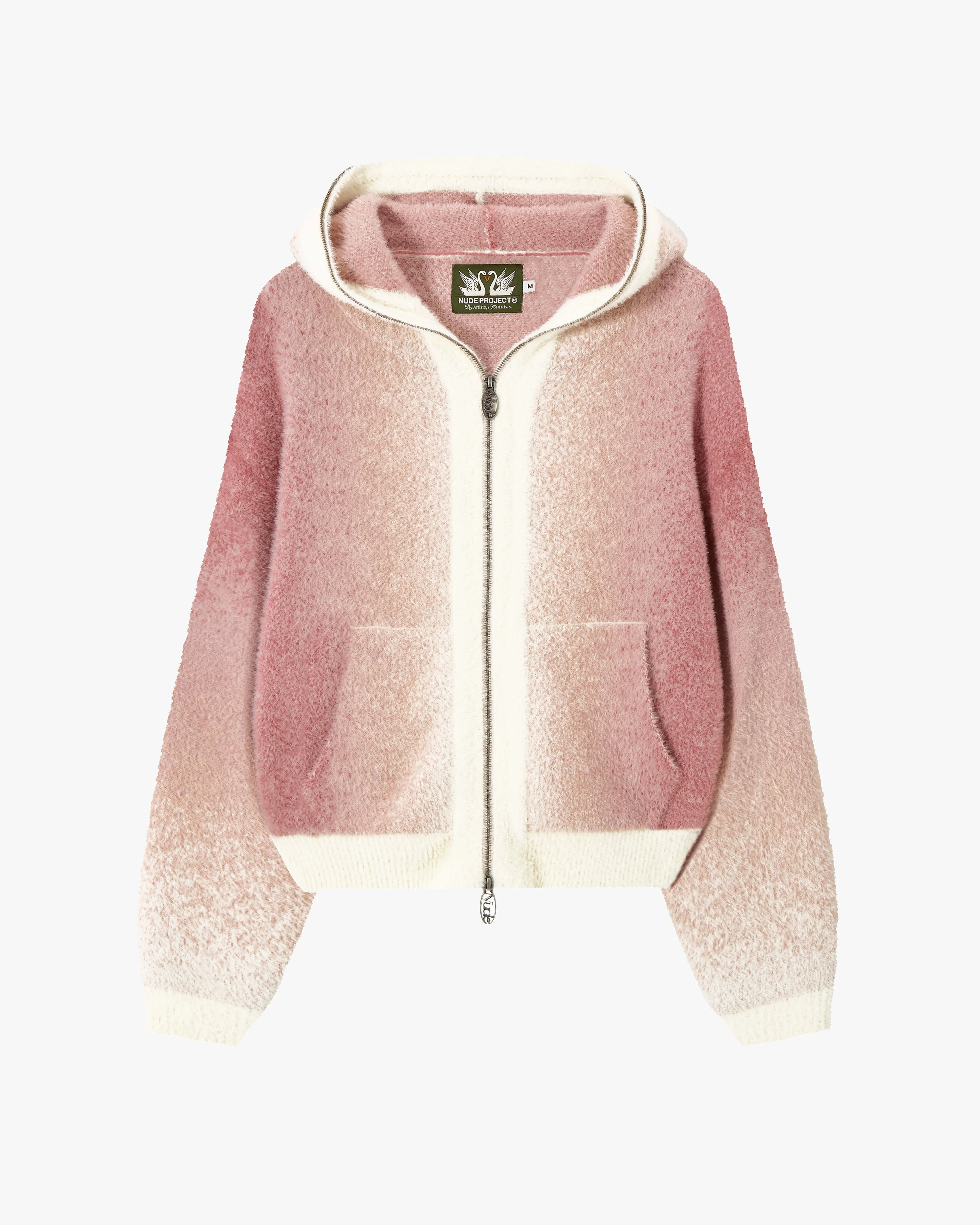 [送料込] Wool gradient hood knit ZIP-UP (3color) Gradient Zip-Up Knit Hoodie Pink | Parallel