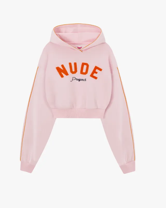 Varsity Cropped Hoodie Pink sold by Nude Project