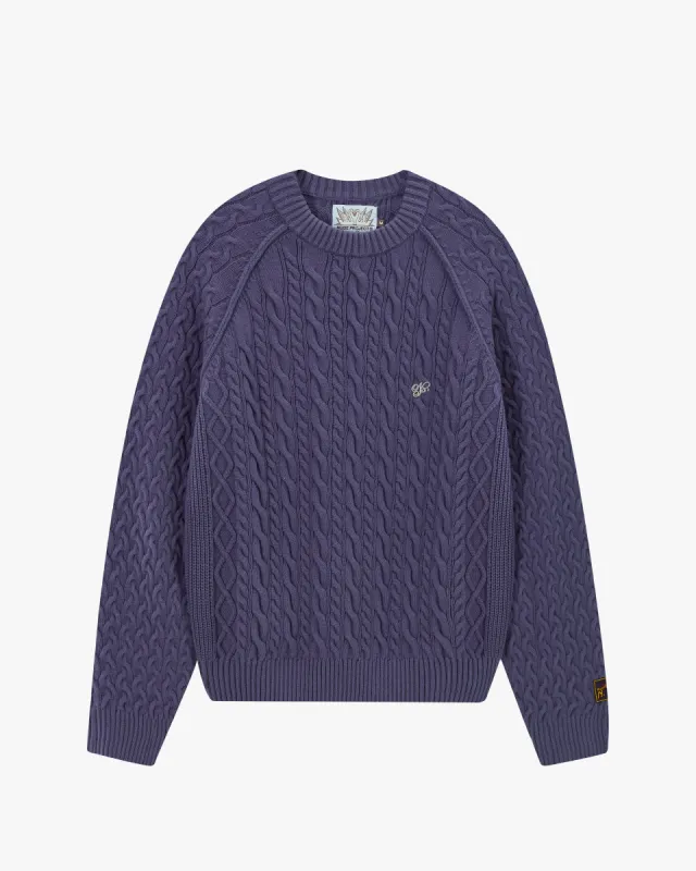 La Nonna Knit Cable Sweater Navy sold by Nude Project