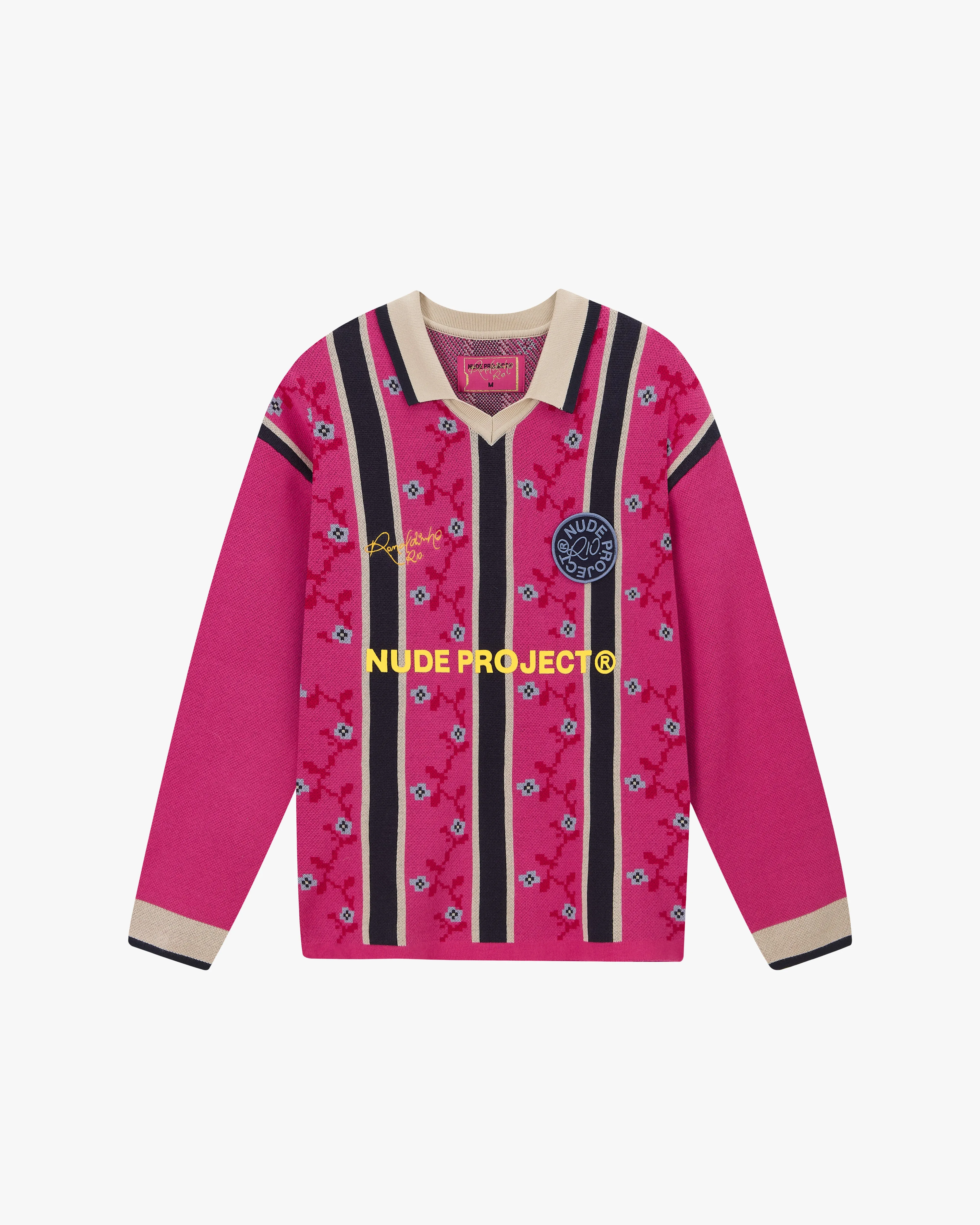Rosel Football Polo Knit Pink sold by Nude Project